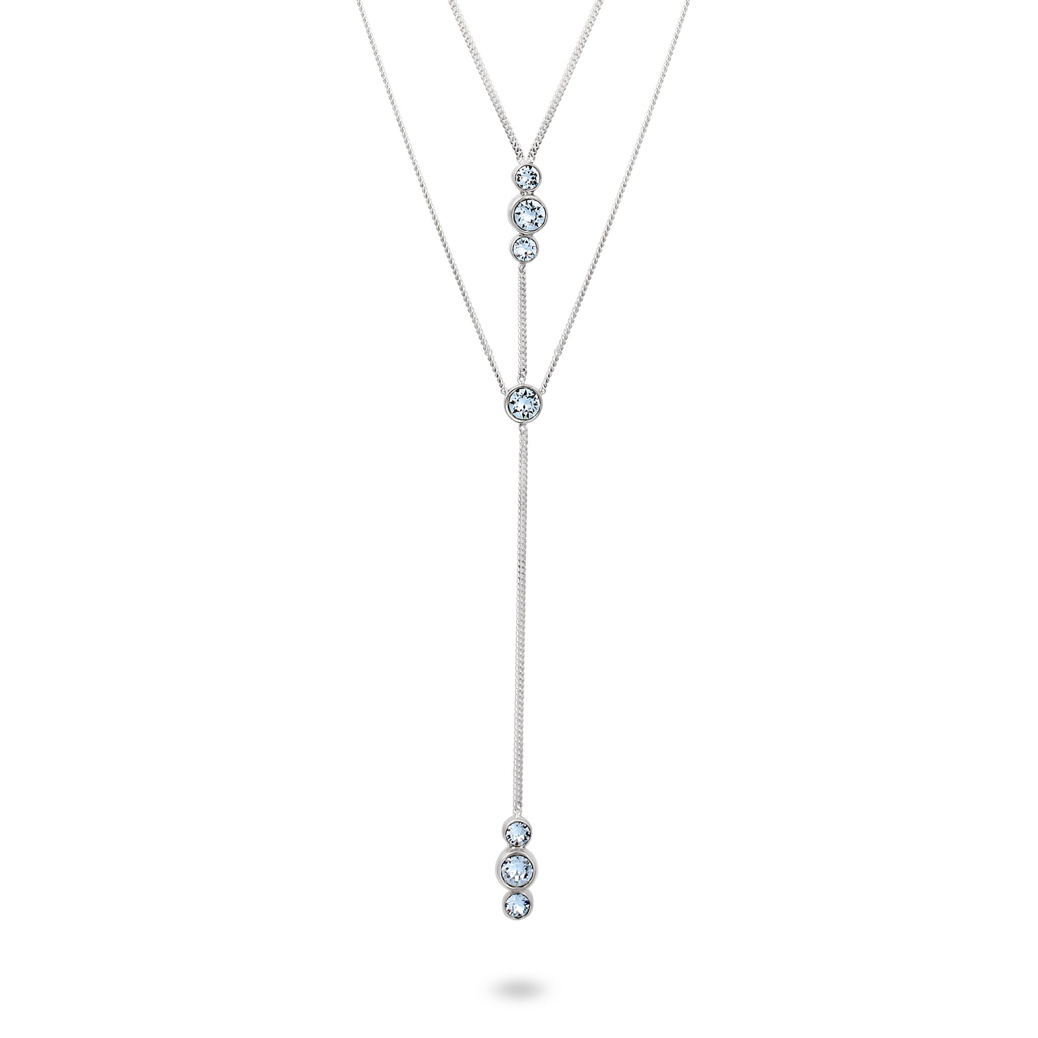 Hellblau - Elli | Layer Y-Halskette | Mit Kristallen von Swarovski® (Hellblau) | 925 Sterling Silber