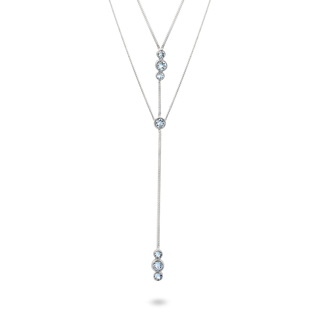 Hellblau - Elli | Layer Y-Halskette | Mit Kristallen von Swarovski® (Hellblau) | 925 Sterling Silber