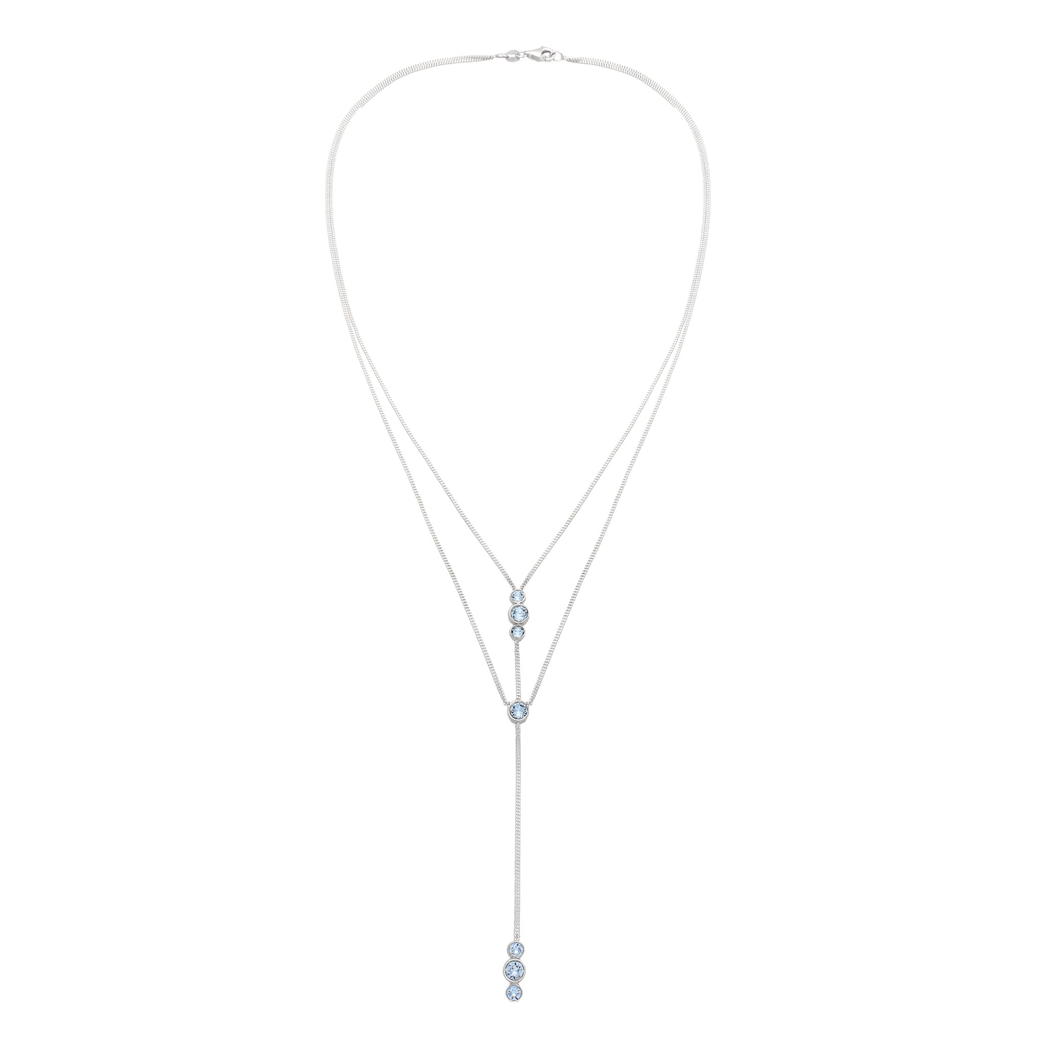 Hellblau - Elli | Layer Y-Halskette | Mit Kristallen von Swarovski® (Hellblau) | 925 Sterling Silber