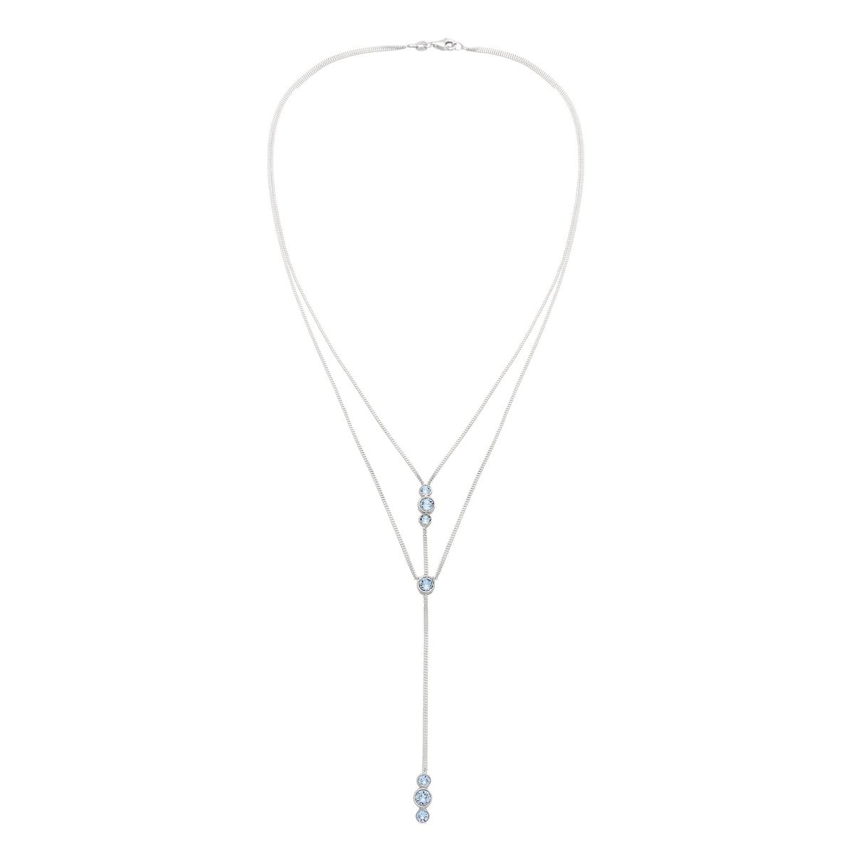 Hellblau - Elli | Layer Y-Halskette | Mit Kristallen von Swarovski® (Hellblau) | 925 Sterling Silber