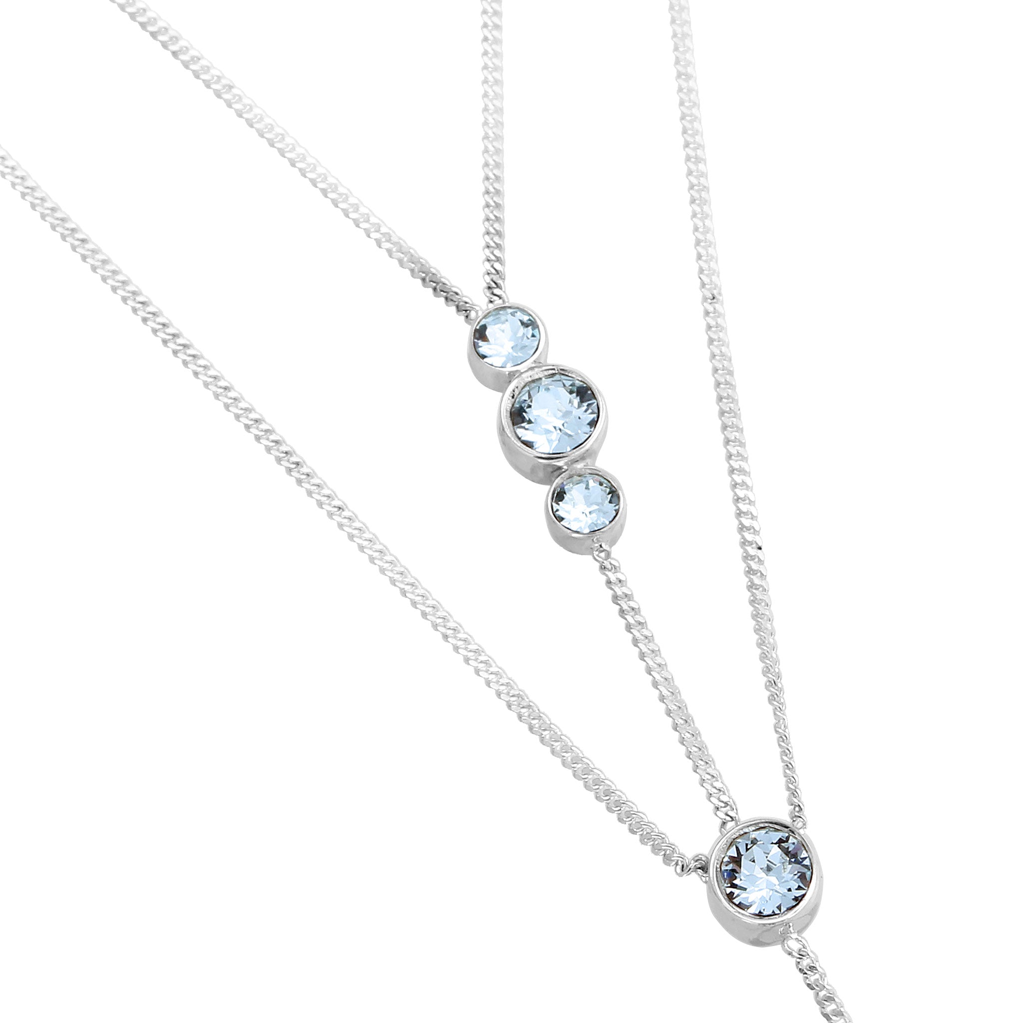 Hellblau - Elli | Layer Y-Halskette | Mit Kristallen von Swarovski® (Hellblau) | 925 Sterling Silber
