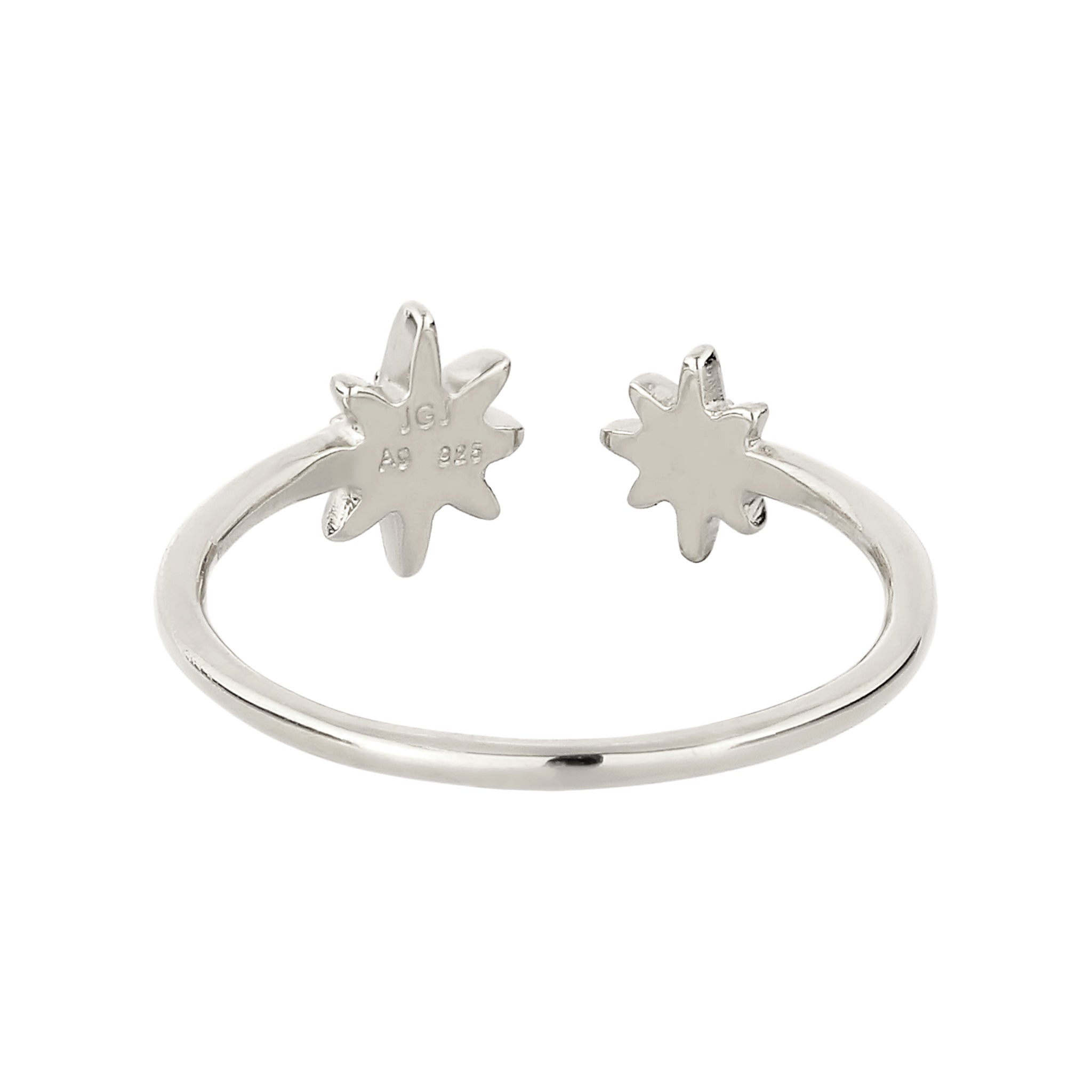 Silber - Elli | Ring Offen Stern | Mit Kristallen von Swarovski® (Weiß) | 925 Sterling Silber