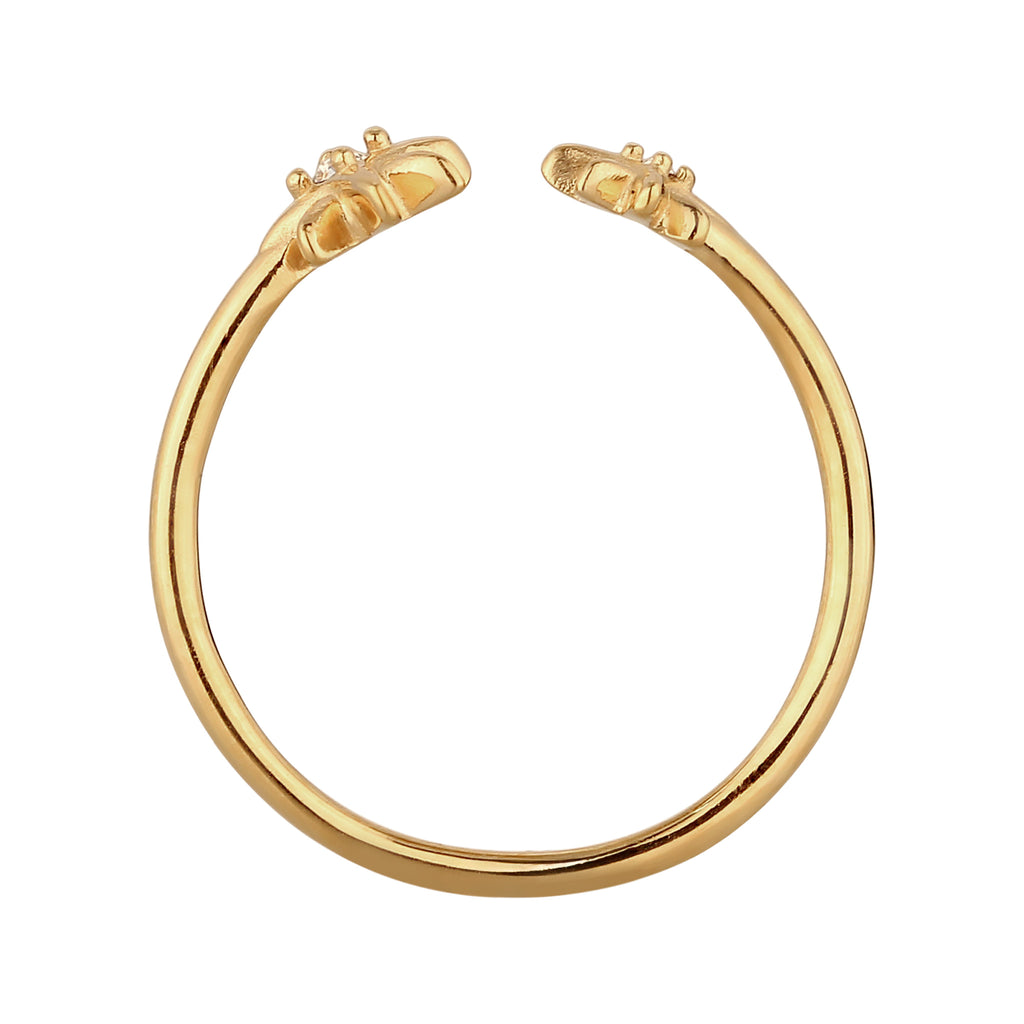 Gold - Elli | Ring Offen Stern | Mit Kristallen von Swarovski® (Weiß) | 925 Sterling Silber vergoldet