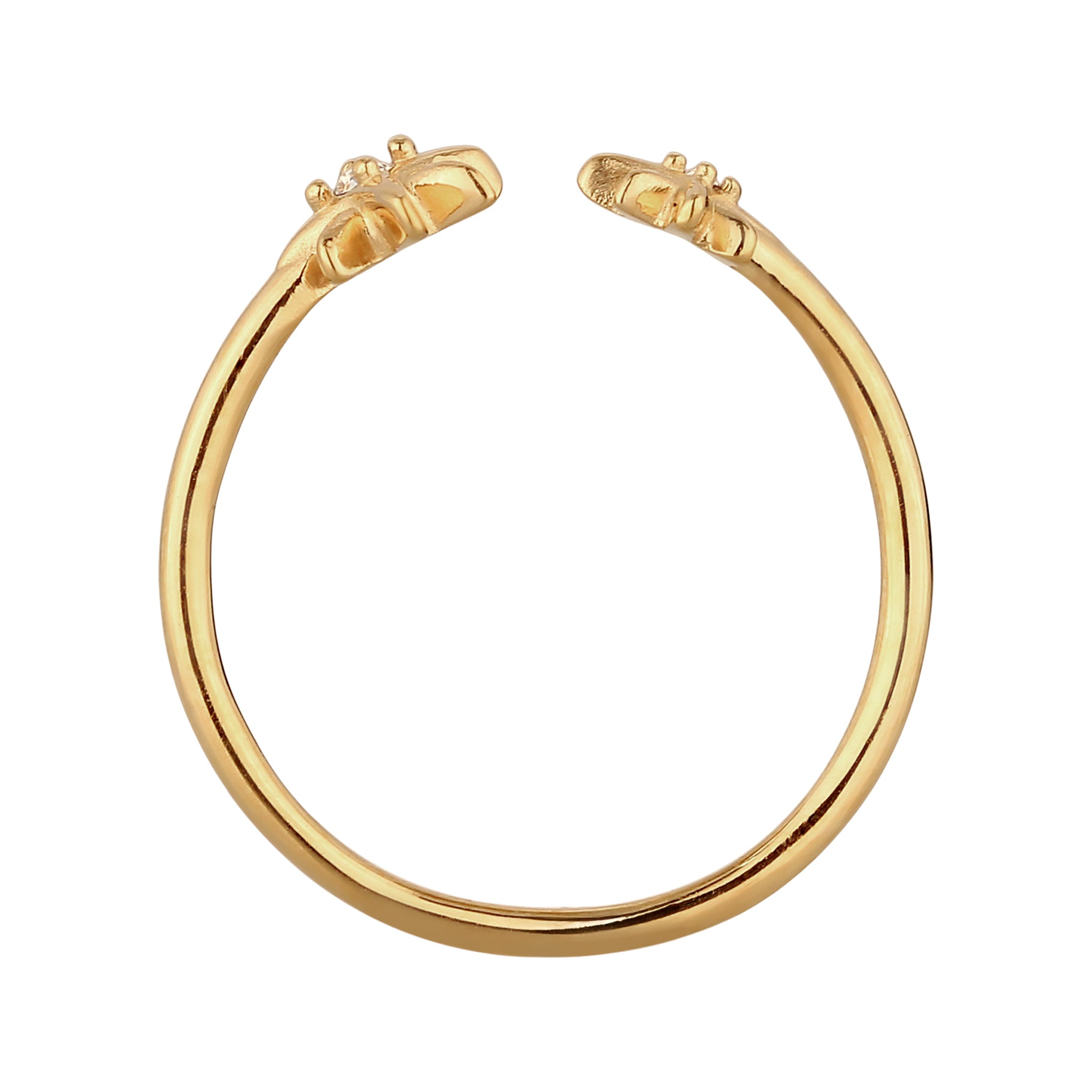 Gold - Elli | Ring Offen Stern | Mit Kristallen von Swarovski® (Weiß) | 925 Sterling Silber vergoldet