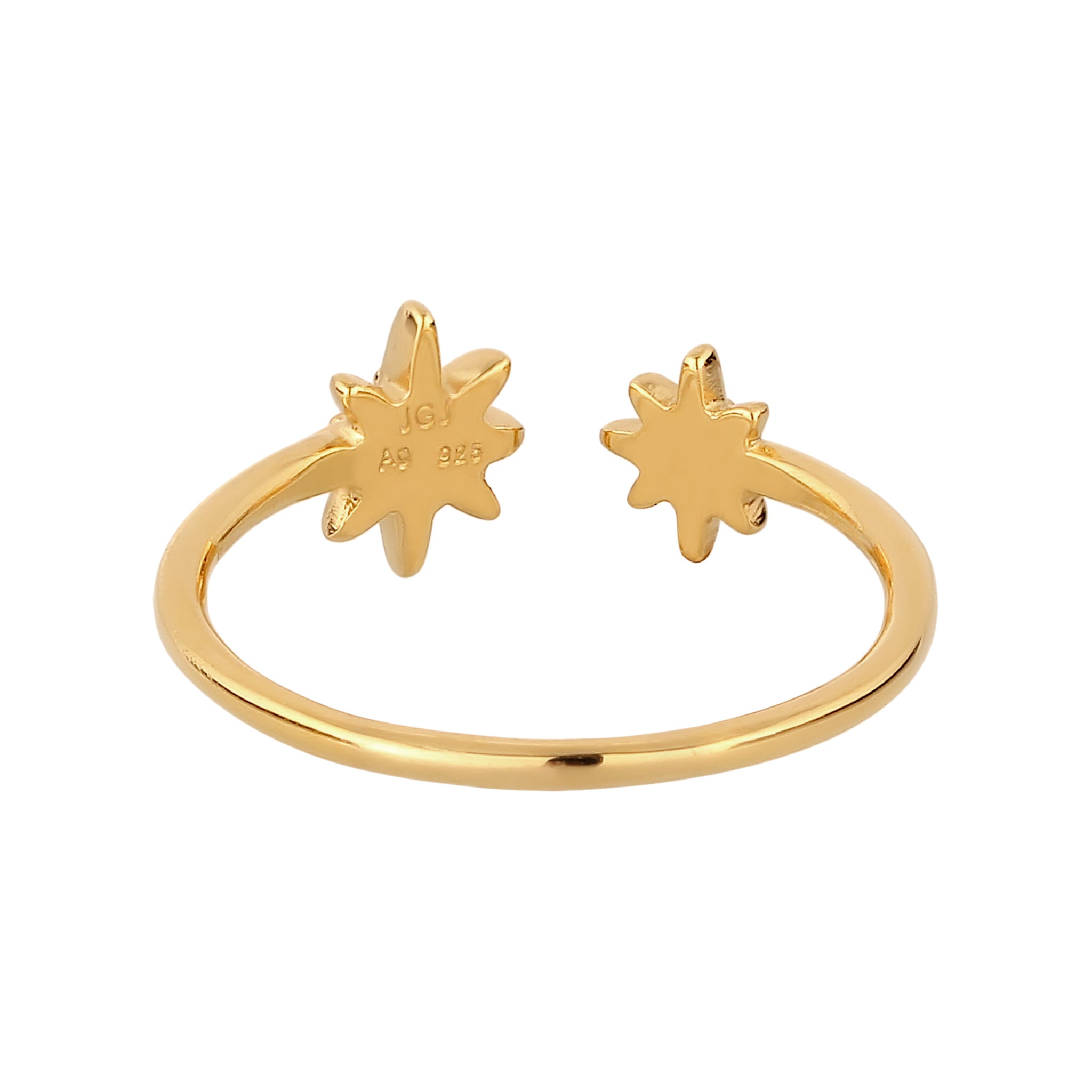 Gold - Elli | Ring Offen Stern | Mit Kristallen von Swarovski® (Weiß) | 925 Sterling Silber vergoldet