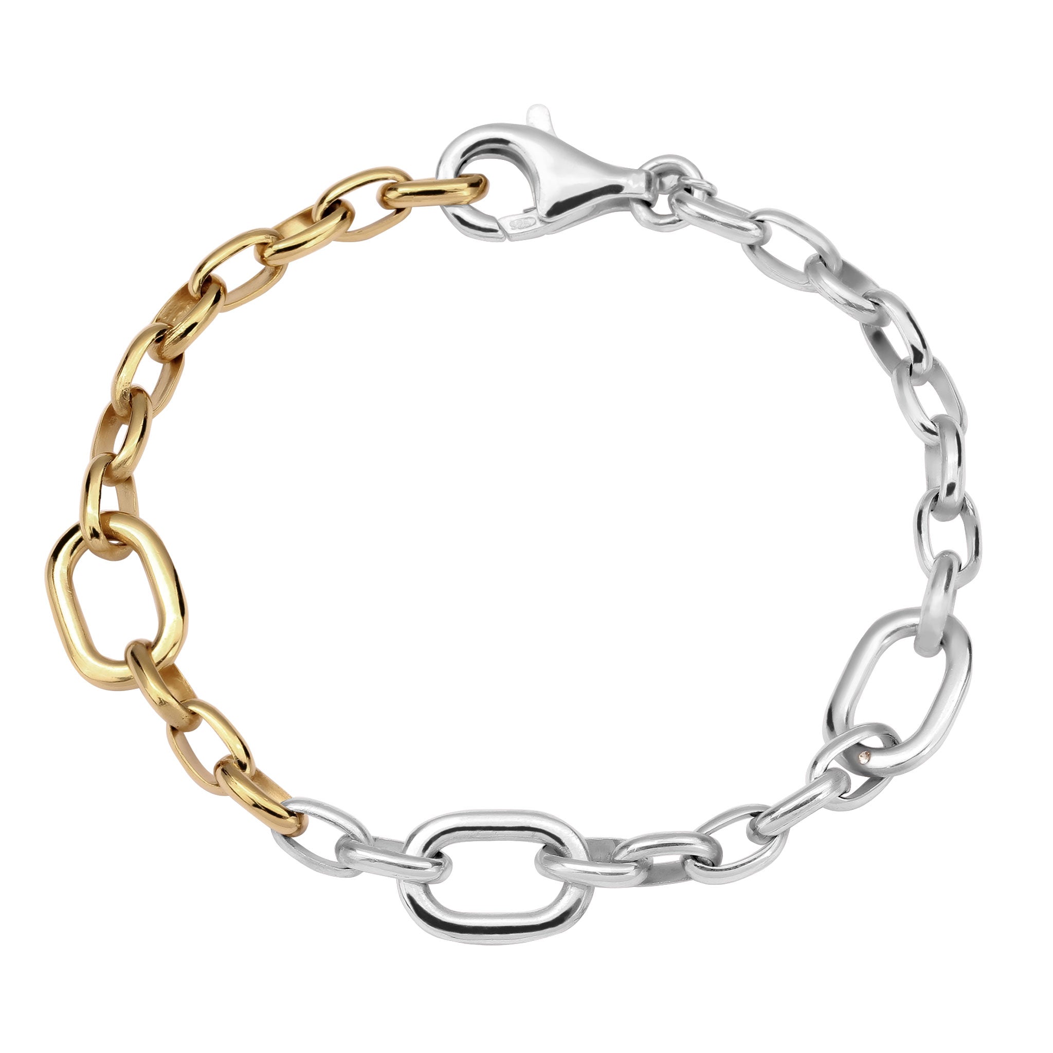 Zweifarbig - Elli | Glieder-Armband Bicolor | Mit Kristallen von Swarovski® (Weiß) | 925 Sterling Silber