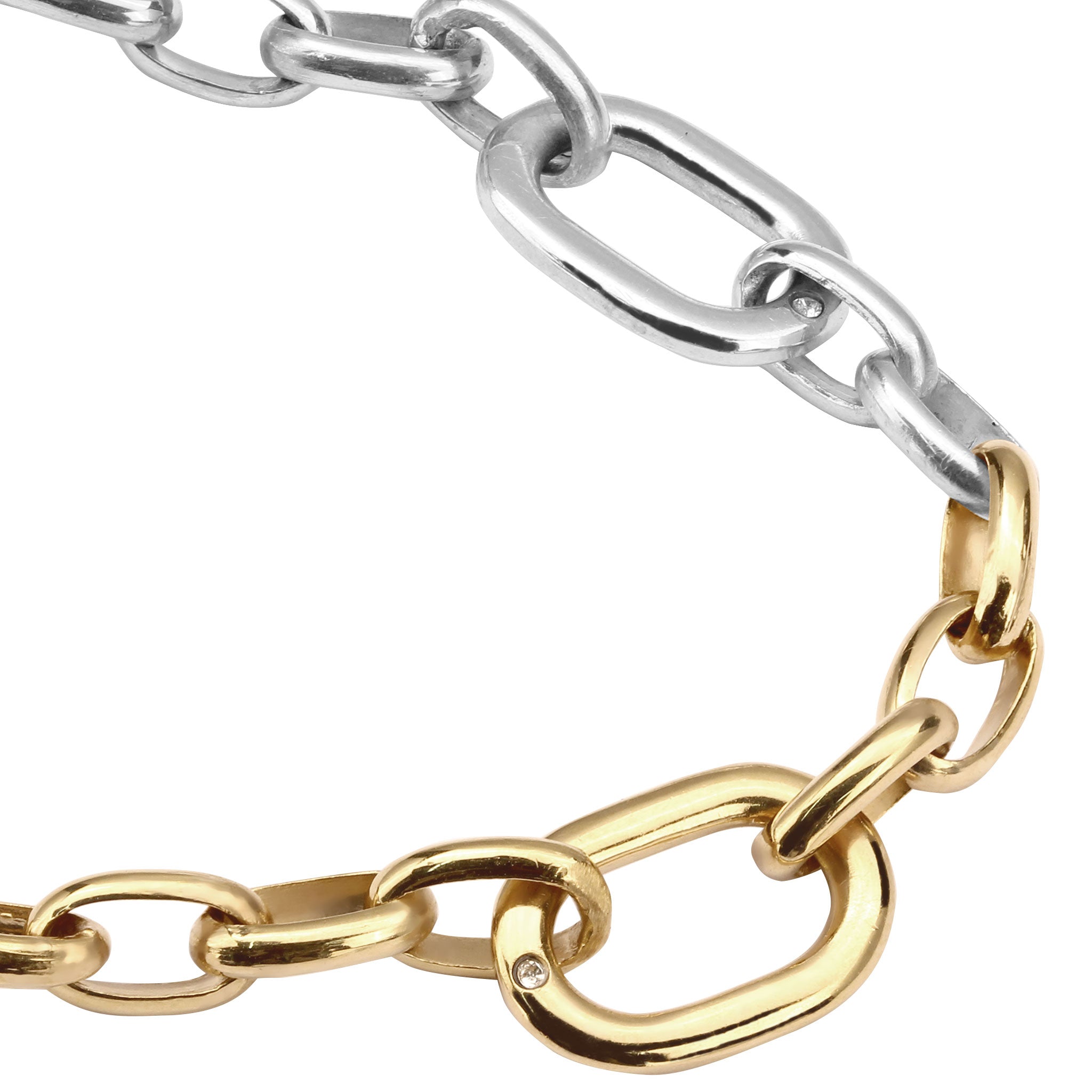 Zweifarbig - Elli | Glieder-Armband Bicolor | Mit Kristallen von Swarovski® (Weiß) | 925 Sterling Silber