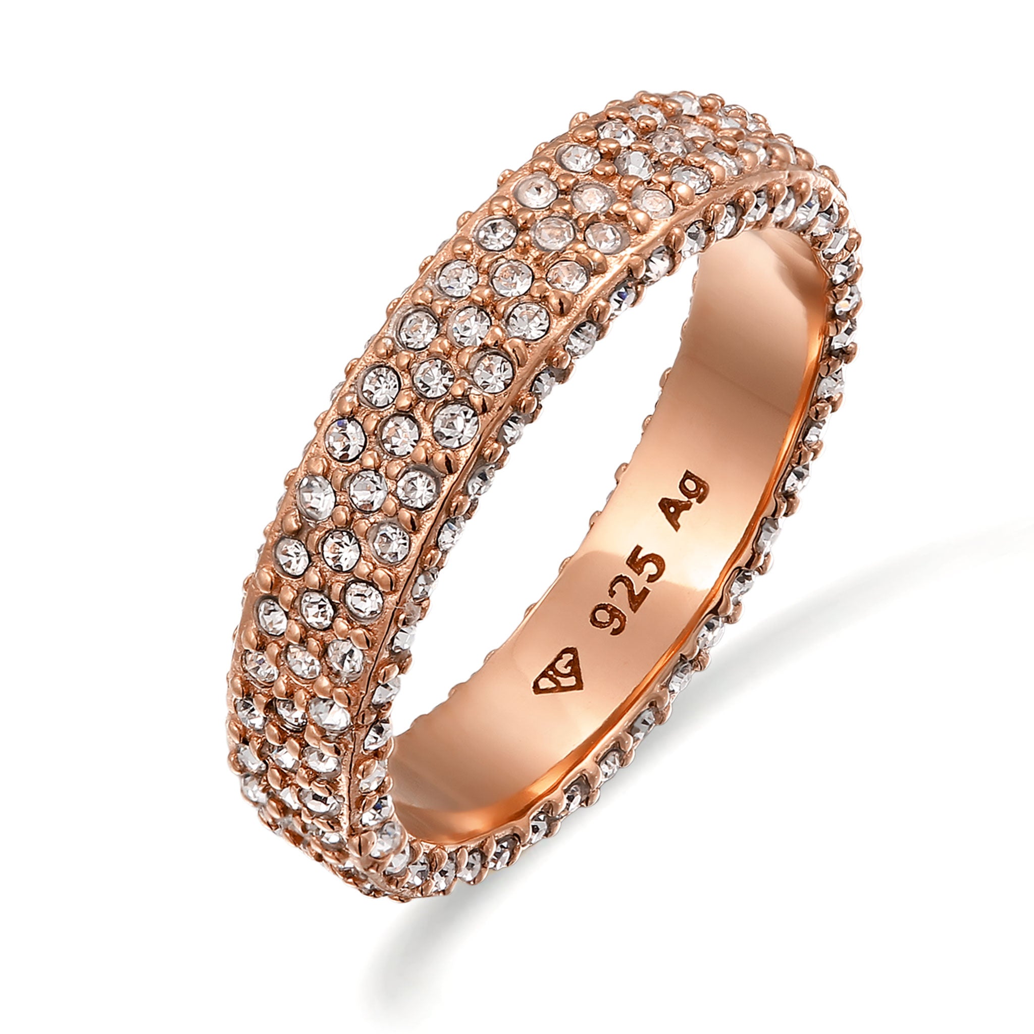 Roségold - Elli | Bandring Memoire | Mit Kristallen von Swarovski® (Weiß) | 925 Sterling Silber rose-vergoldet