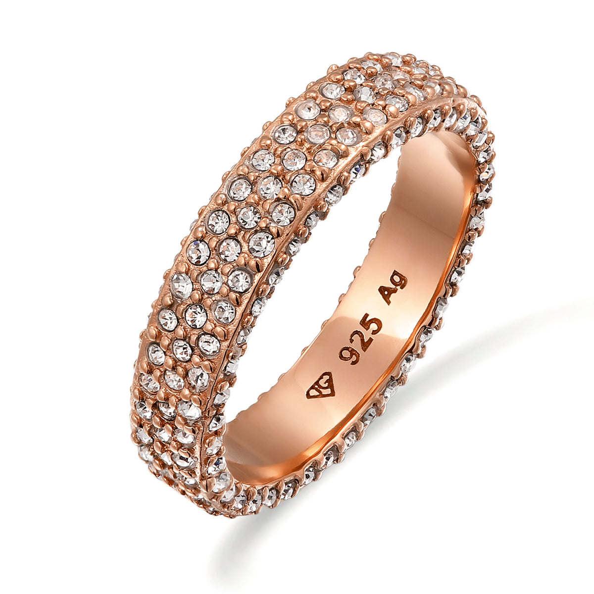 Roségold - Elli | Bandring Memoire | Mit Kristallen von Swarovski® (Weiß) | 925 Sterling Silber rose-vergoldet