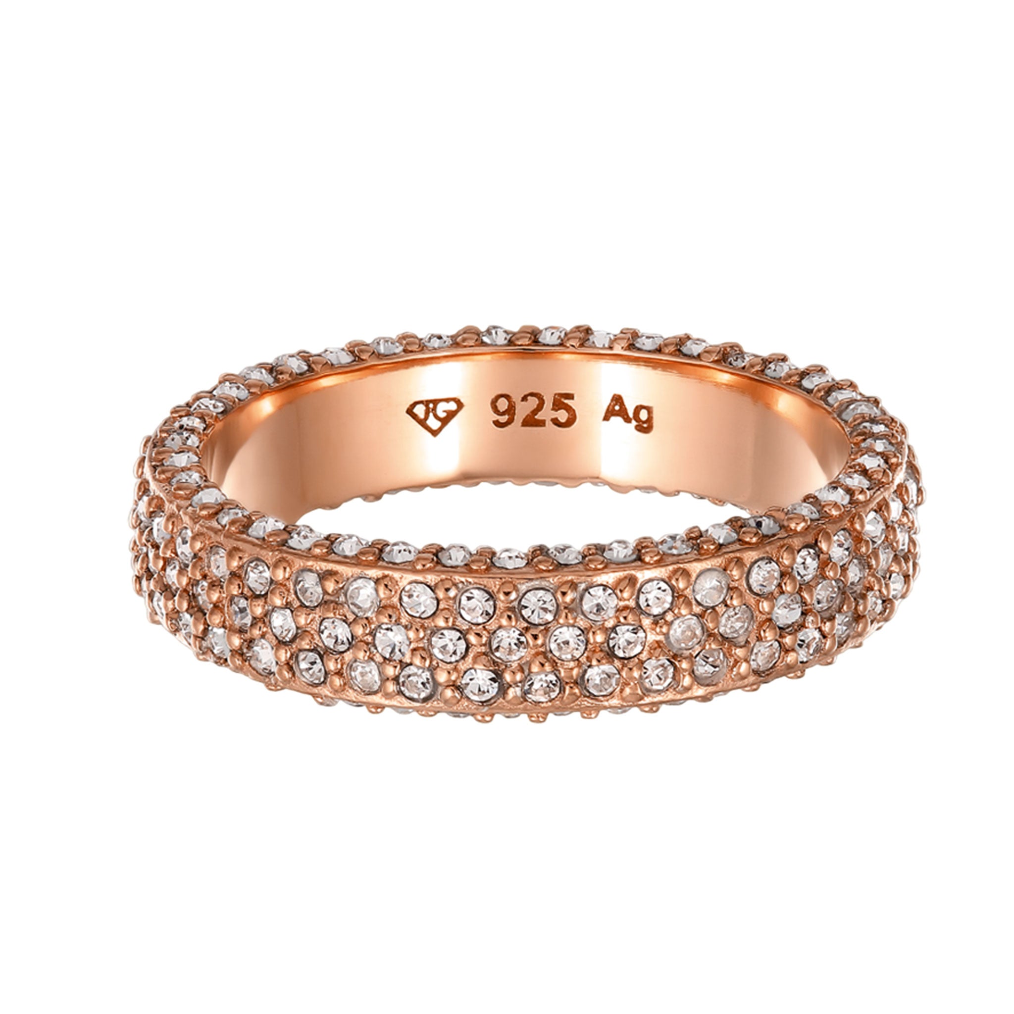 Roségold - Elli | Bandring Memoire | Mit Kristallen von Swarovski® (Weiß) | 925 Sterling Silber rose-vergoldet