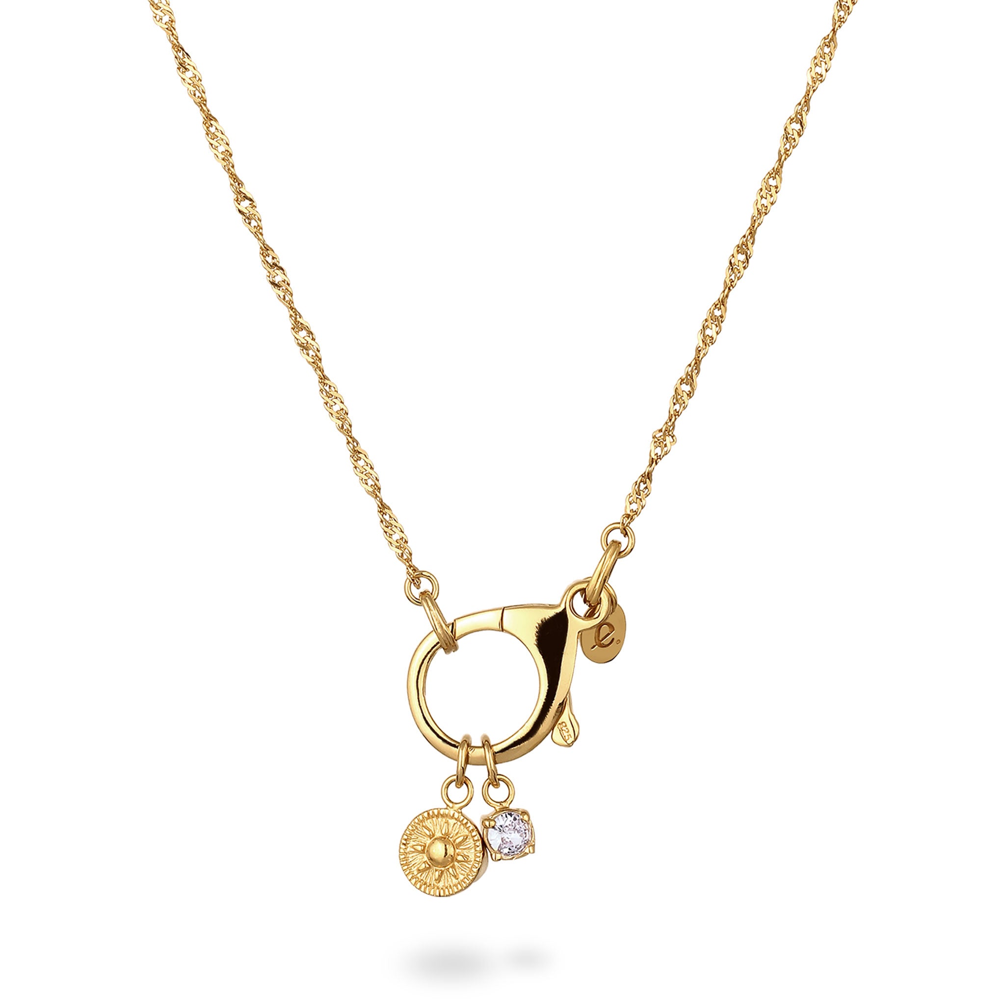 Gold - Elli PREMIUM | Halskette Sonne | Zirkonia (Weiß) | 925 Sterling Silber vergoldet