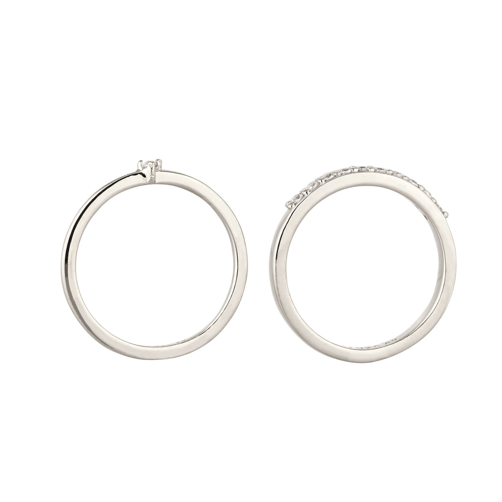 Silber - Elli DIAMONDS | Ringset | Laborgezüchtete Diamanten (Weiß, 0.015 ct) | 925 Sterling Silber