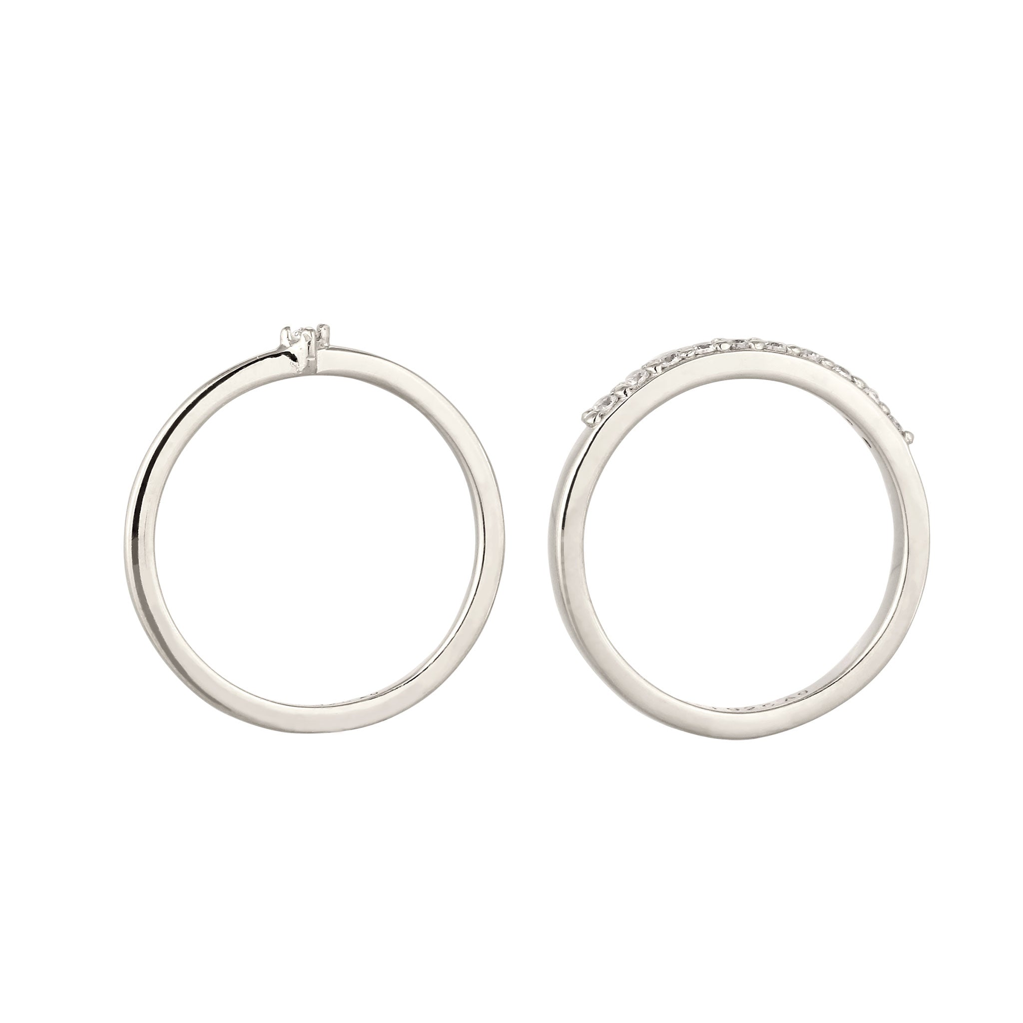 Silber - Elli DIAMONDS | Ringset | Laborgezüchtete Diamanten (Weiß, 0.015 ct) | 925 Sterling Silber