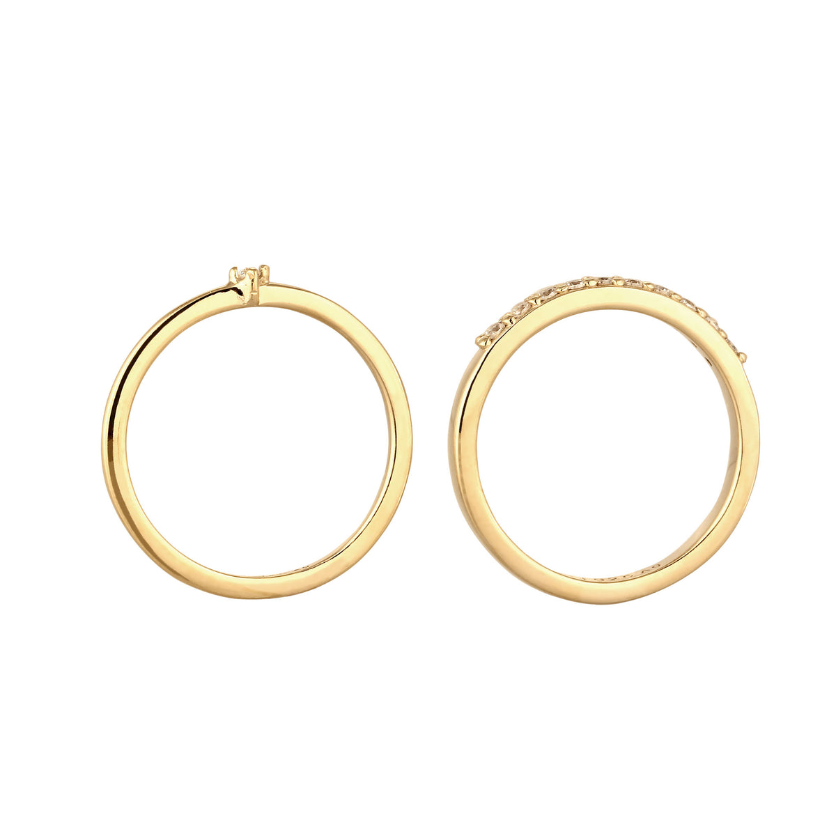 Gold - Elli DIAMONDS | Ringset | Laborgezüchtete Diamanten (Weiß, 0.015 ct) | 925 Sterling Silber vergoldet