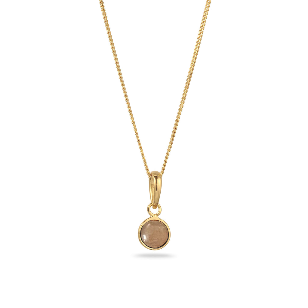 Gold - Elli | Halskette Solitär | Sonnenstein (Orange) | 925 Sterling Silber vergoldet