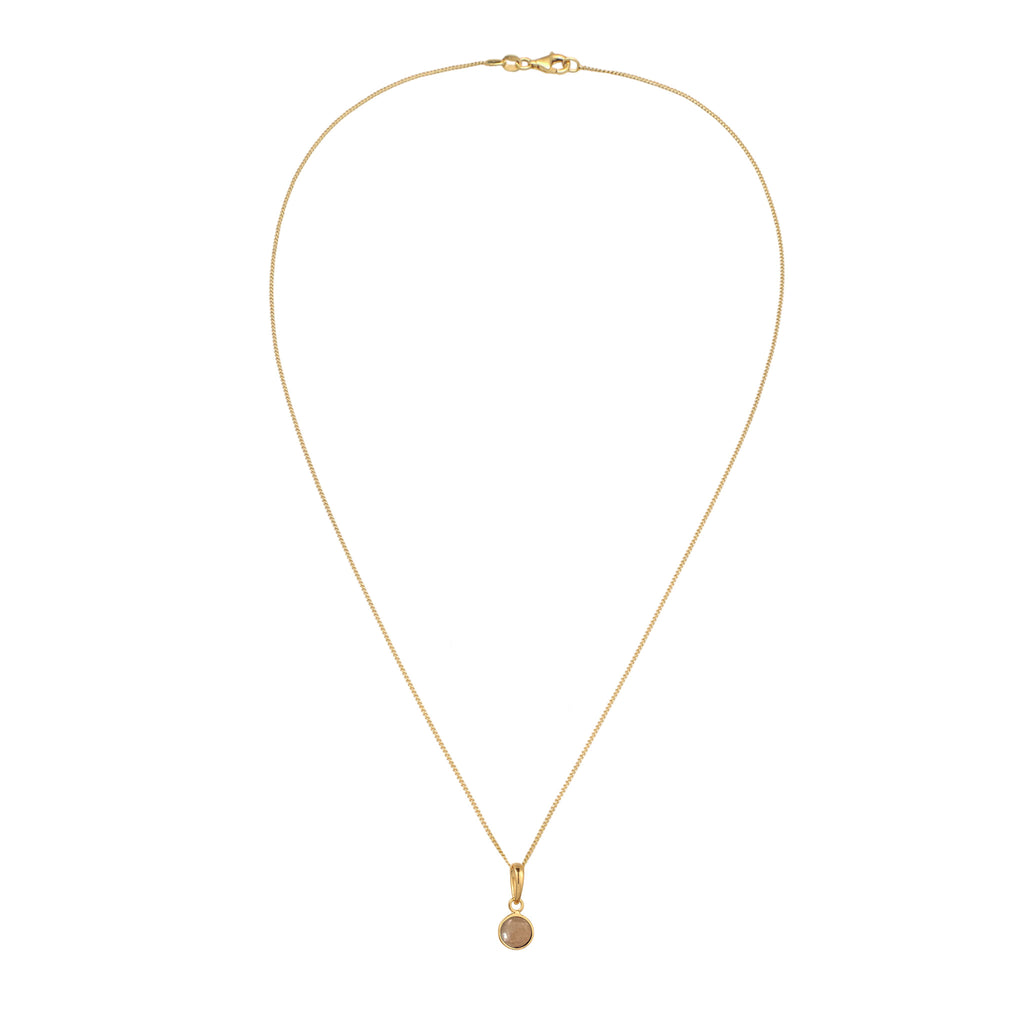 Gold - Elli | Halskette Solitär | Sonnenstein (Orange) | 925 Sterling Silber vergoldet