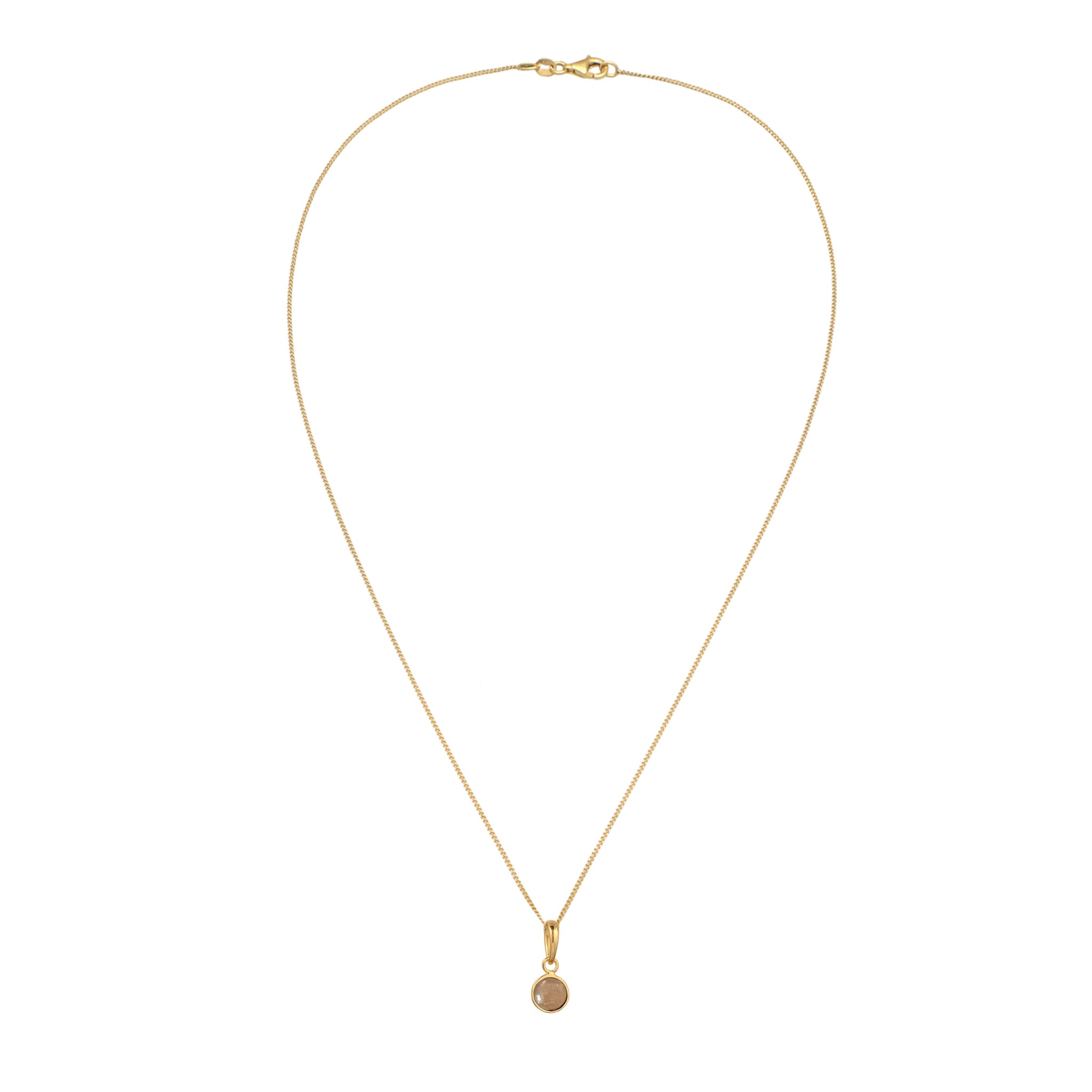 Gold - Elli | Halskette Solitär | Sonnenstein (Orange) | 925 Sterling Silber vergoldet