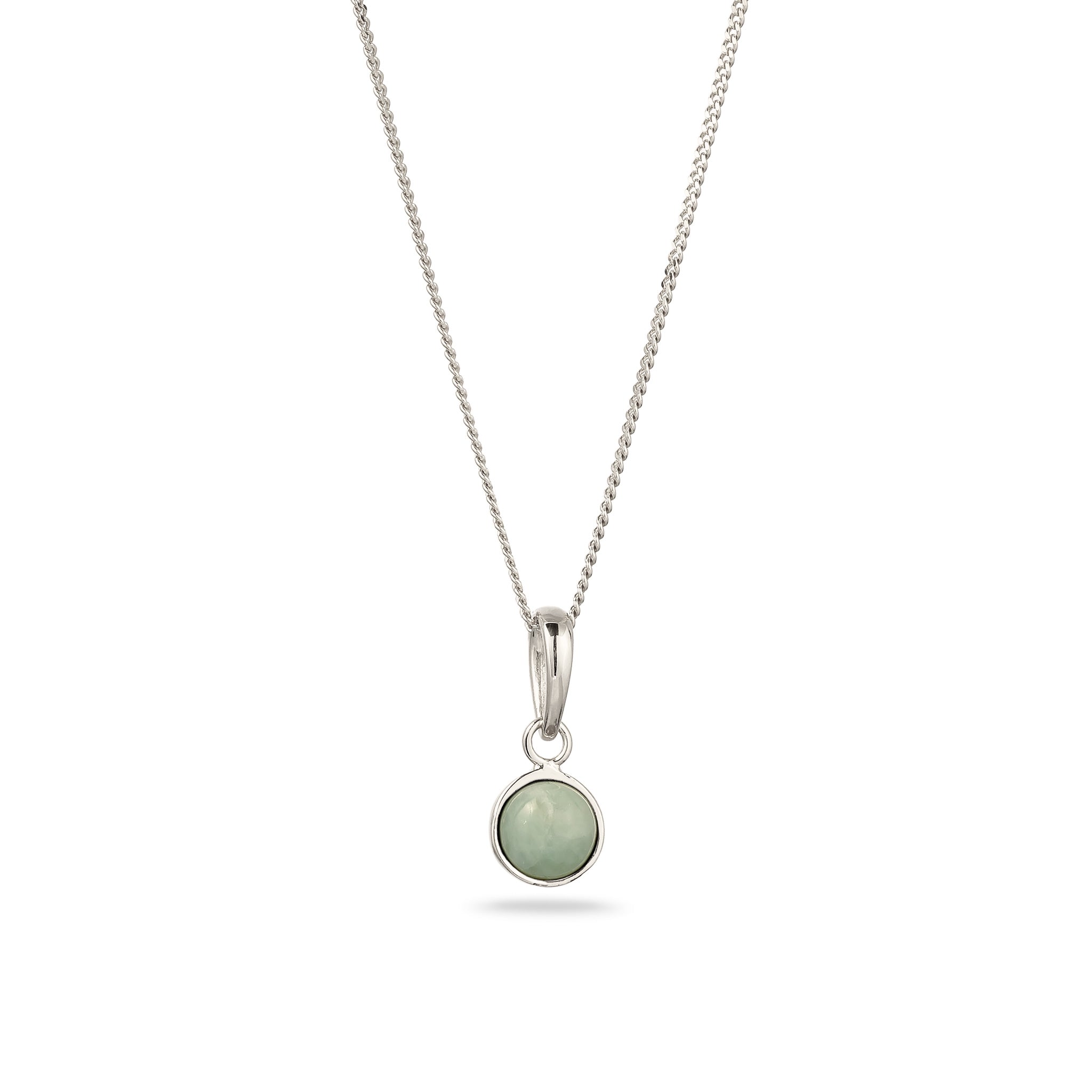 Silber - Elli | Halskette Solitär | Jade (Grün) | 925 Sterling Silber
