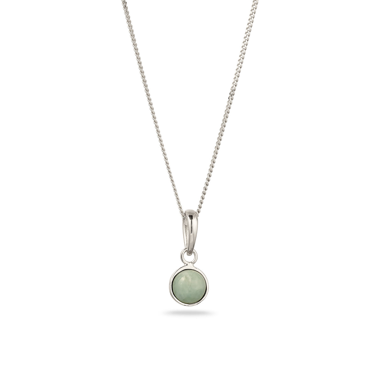 Silber - Elli | Halskette Solitär | Jade (Grün) | 925 Sterling Silber