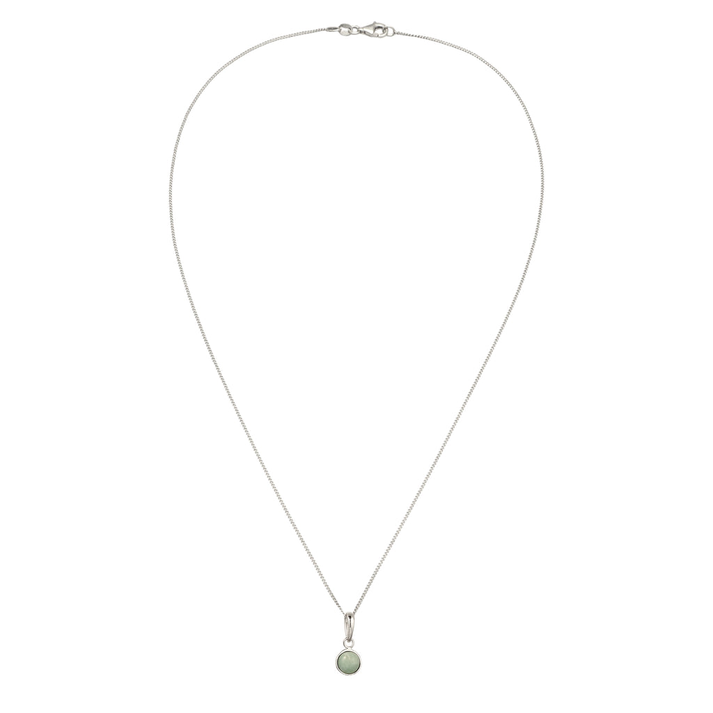 Silber - Elli | Halskette Solitär | Jade (Grün) | 925 Sterling Silber
