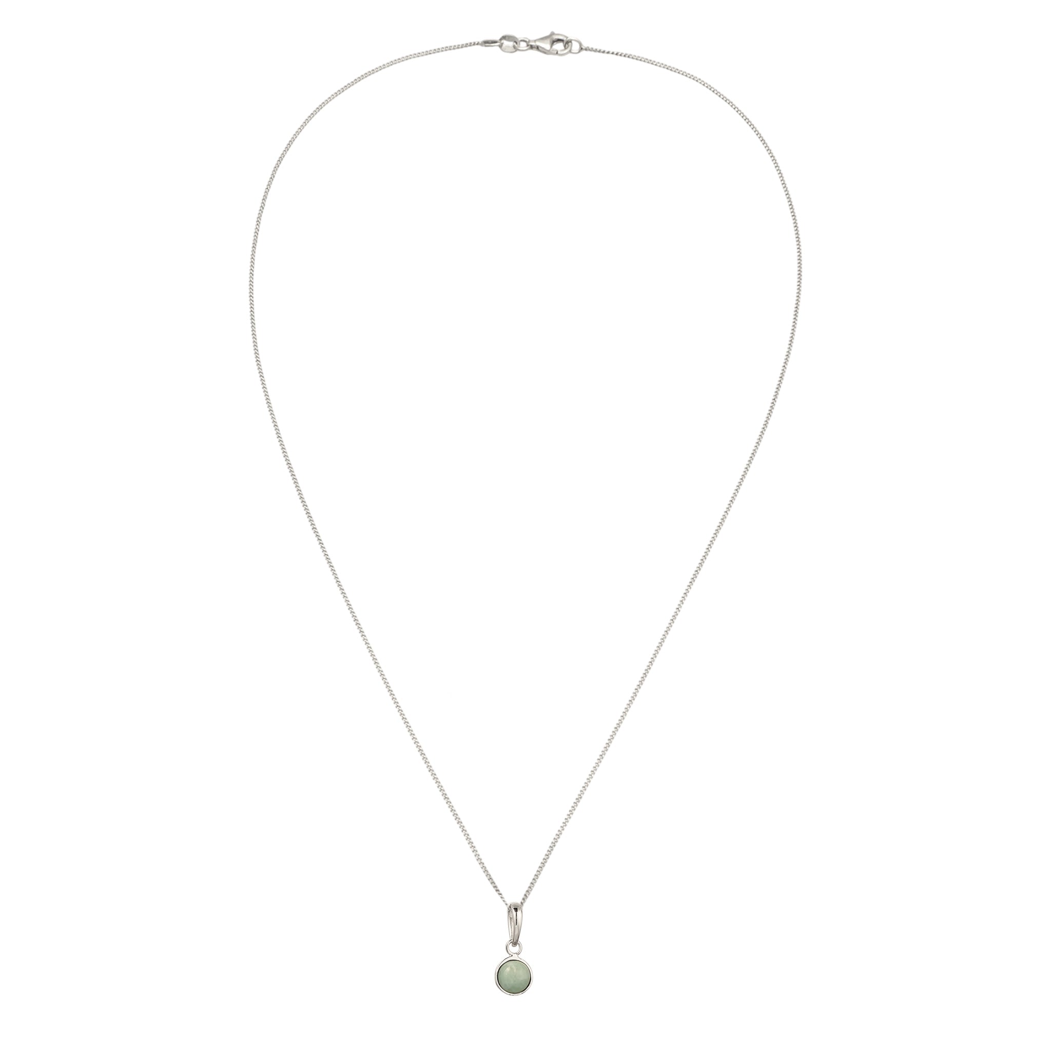 Silber - Elli | Halskette Solitär | Jade (Grün) | 925 Sterling Silber