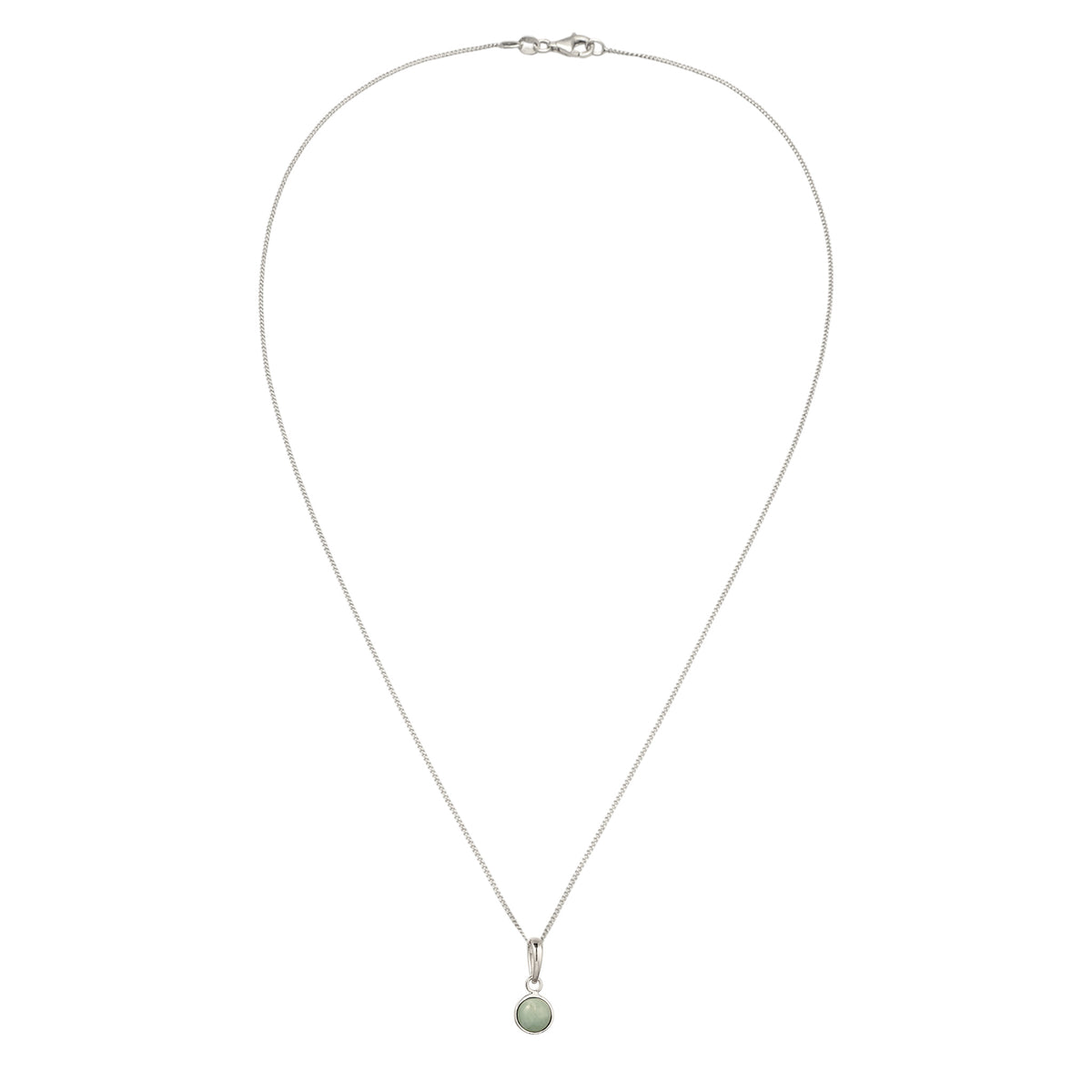 Silber - Elli | Halskette Solitär | Jade (Grün) | 925 Sterling Silber