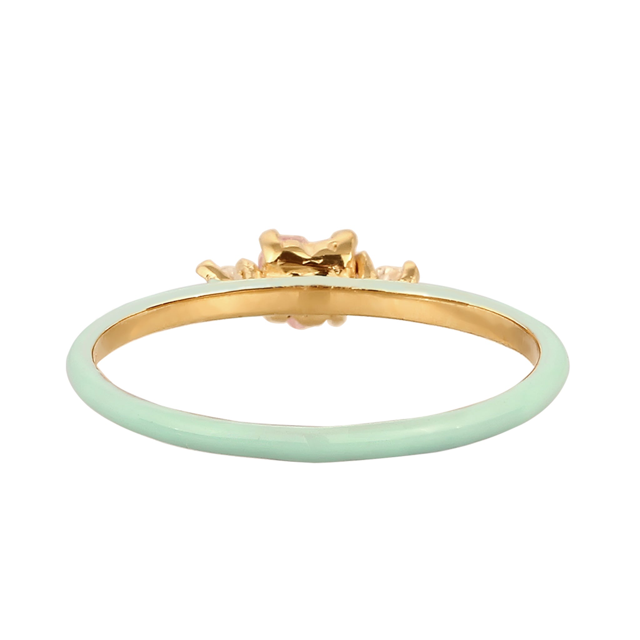 Gold - Elli | Ring mit Herz | Emaille & Zirkonia (Weiß & Pink) | 925 Sterling Silber vergoldet