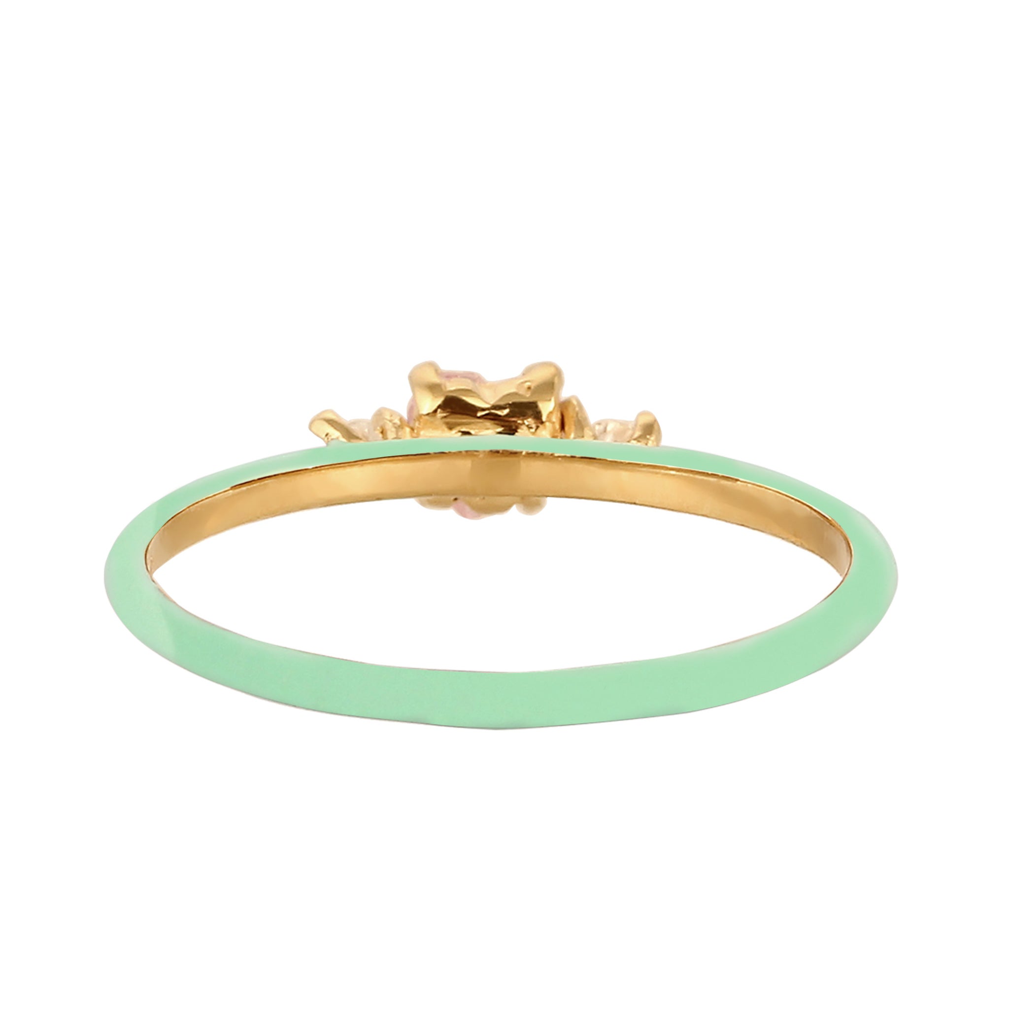 Gold - Elli | Ring mit Herz | Emaille & Zirkonia (Weiß & Pink) | 925 Sterling Silber vergoldet