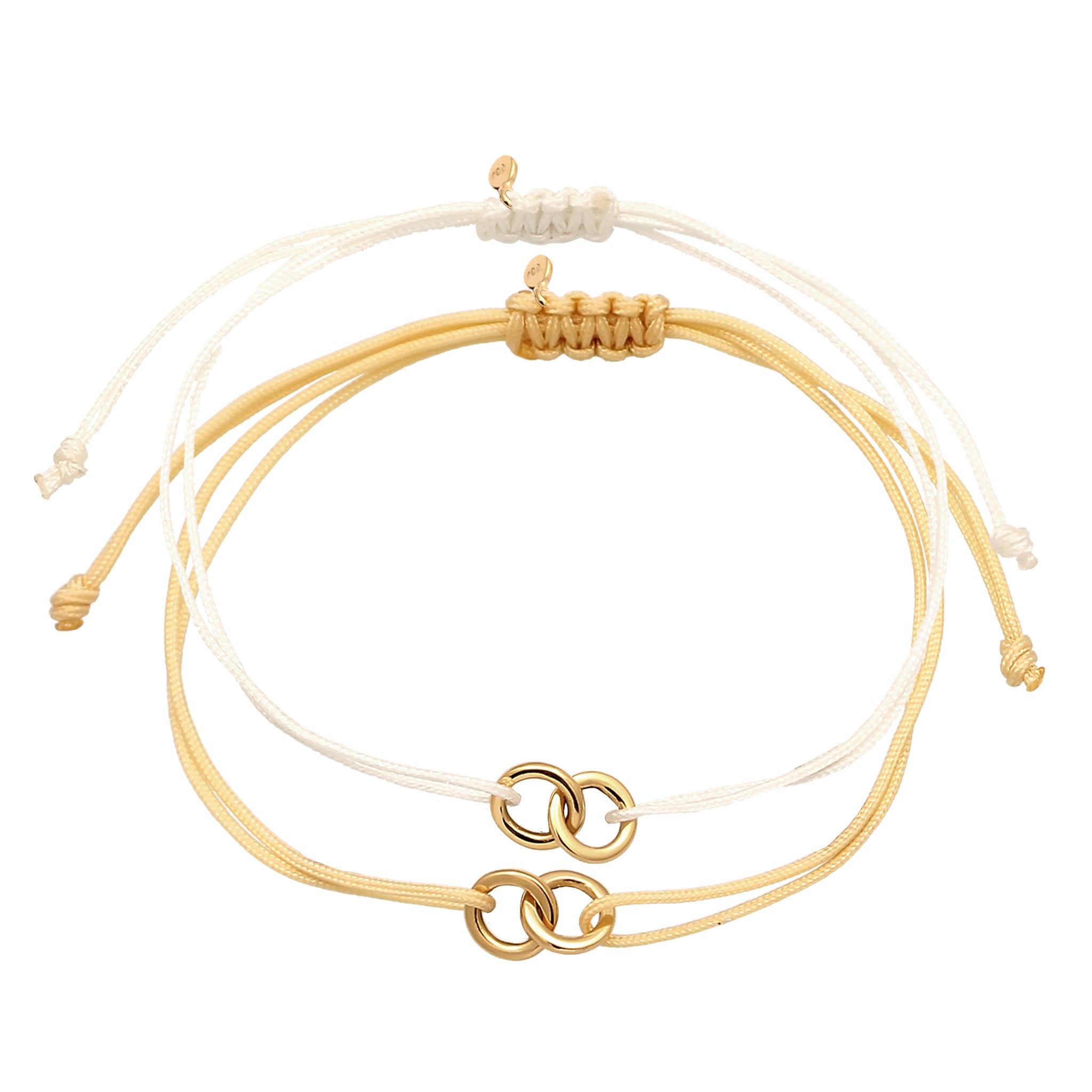 Weiß - Elli | Armbandset Kreis | Nylon | 925 Silber vergoldet
