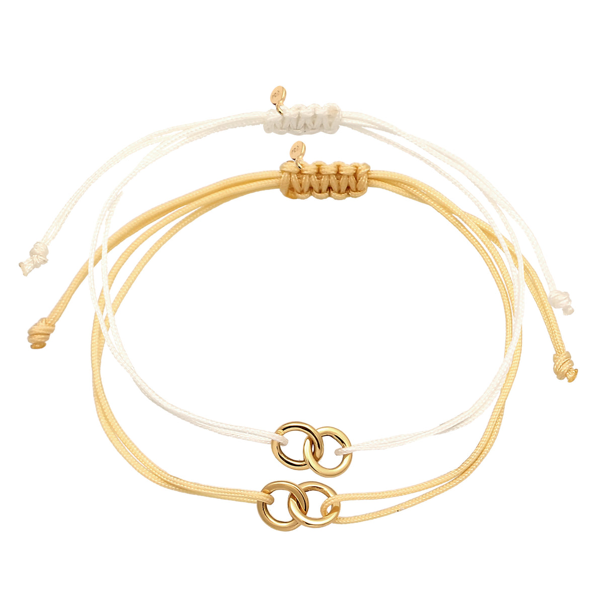 Weiß - Elli | Armbandset Kreis | Nylon | 925 Silber vergoldet
