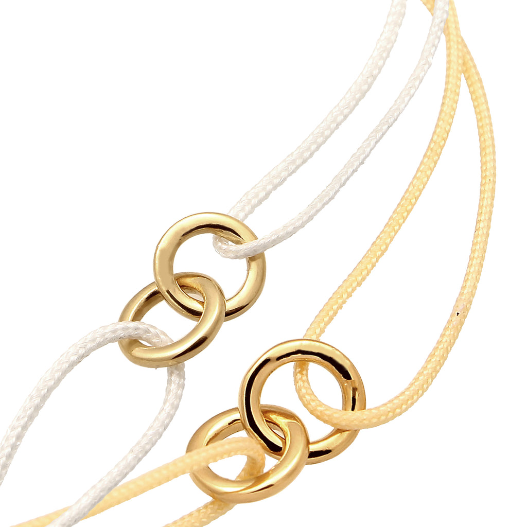 Weiß - Elli | Armbandset Kreis | Nylon | 925 Silber vergoldet