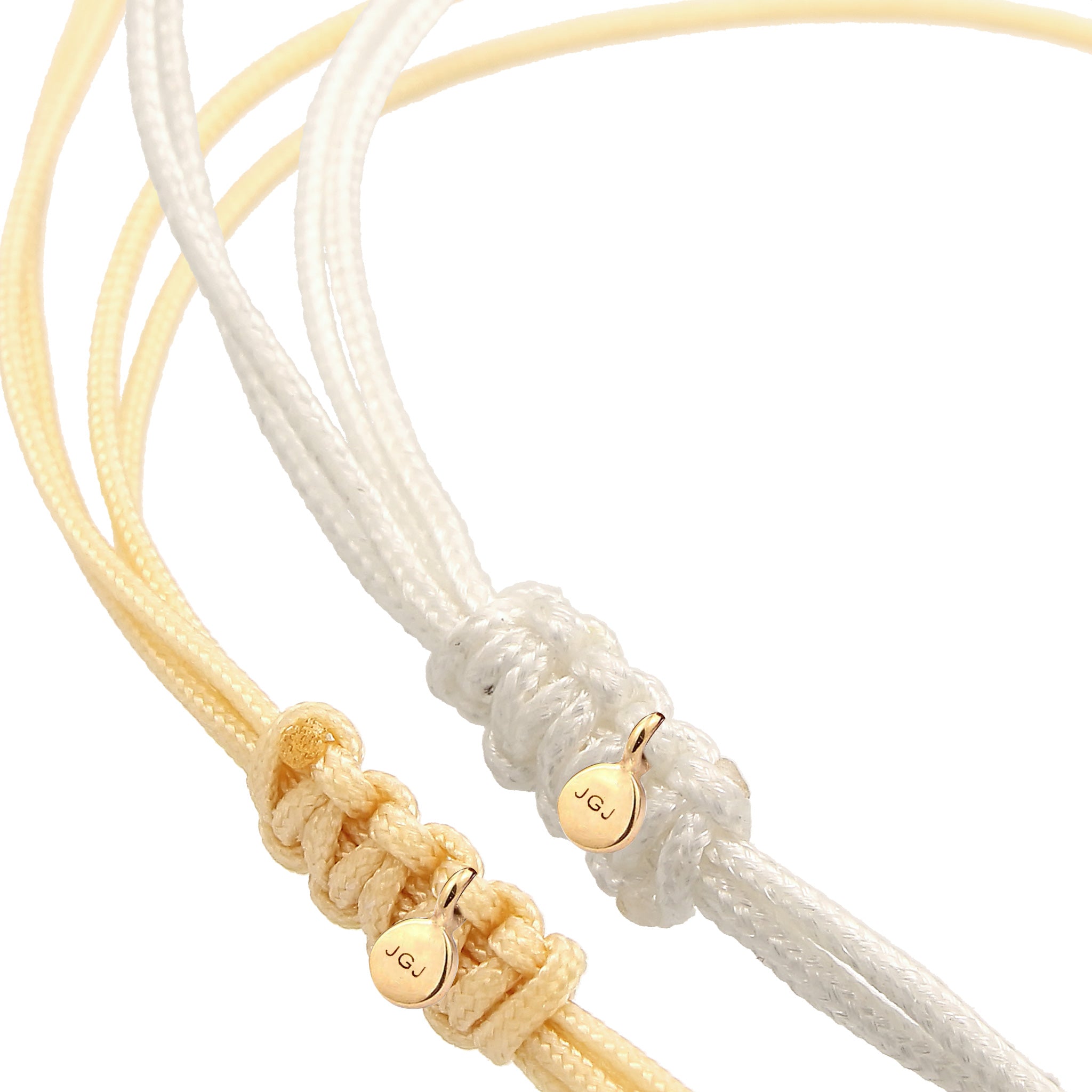 Weiß - Elli | Armbandset Kreis | Nylon | 925 Silber vergoldet