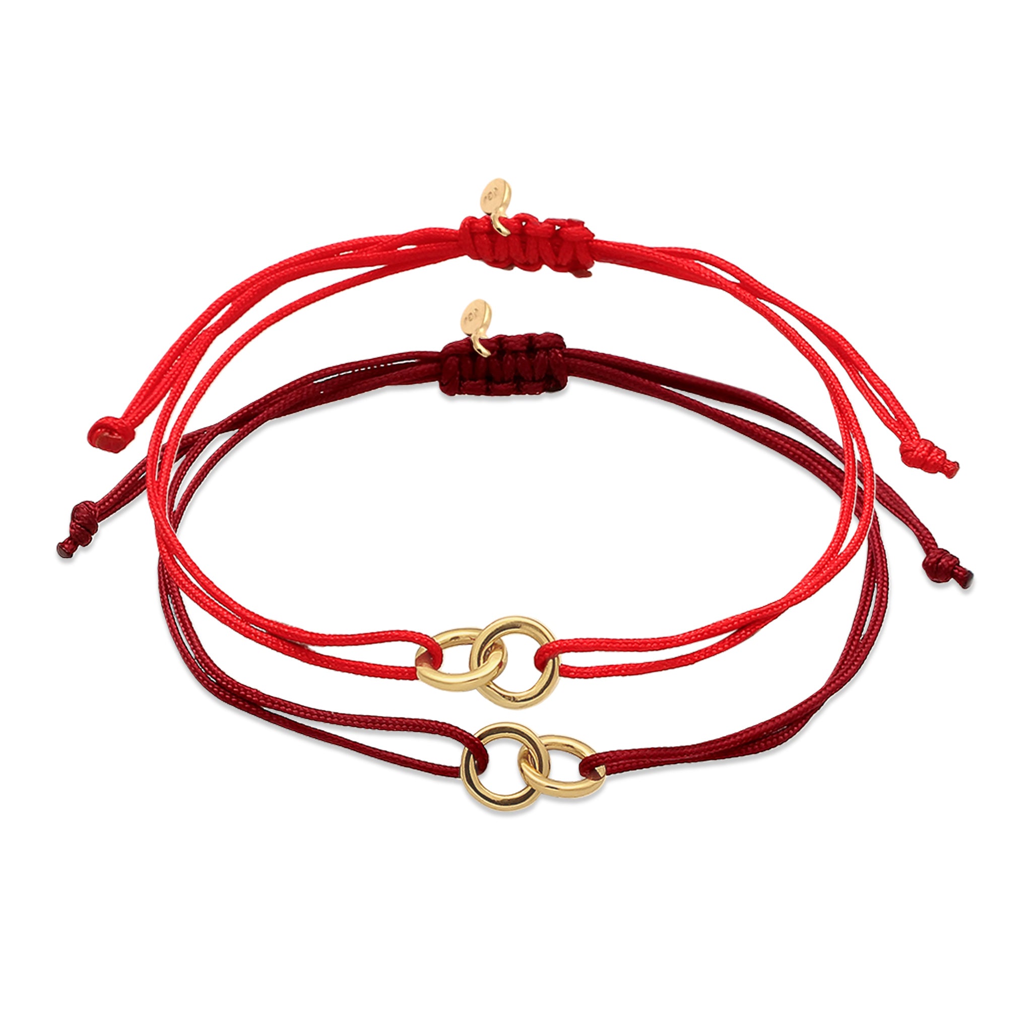 Rot - Elli | Armbandset Kreis | Nylon | 925 Silber vergoldet