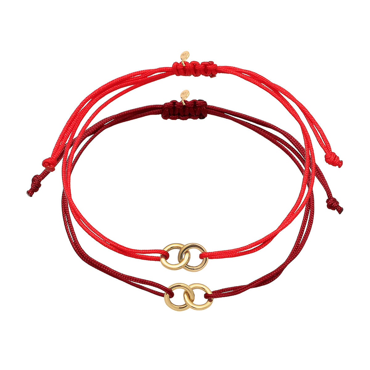 Rot - Elli | Armbandset Kreis | Nylon | 925 Silber vergoldet