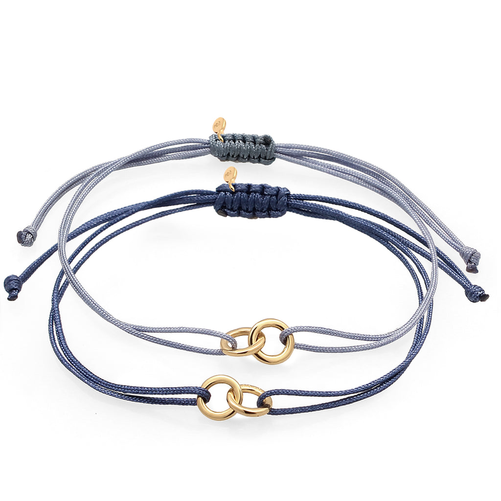 Blau - Elli | Armbandset Kreis | Nylon | 925 Sterling Silber vergoldet