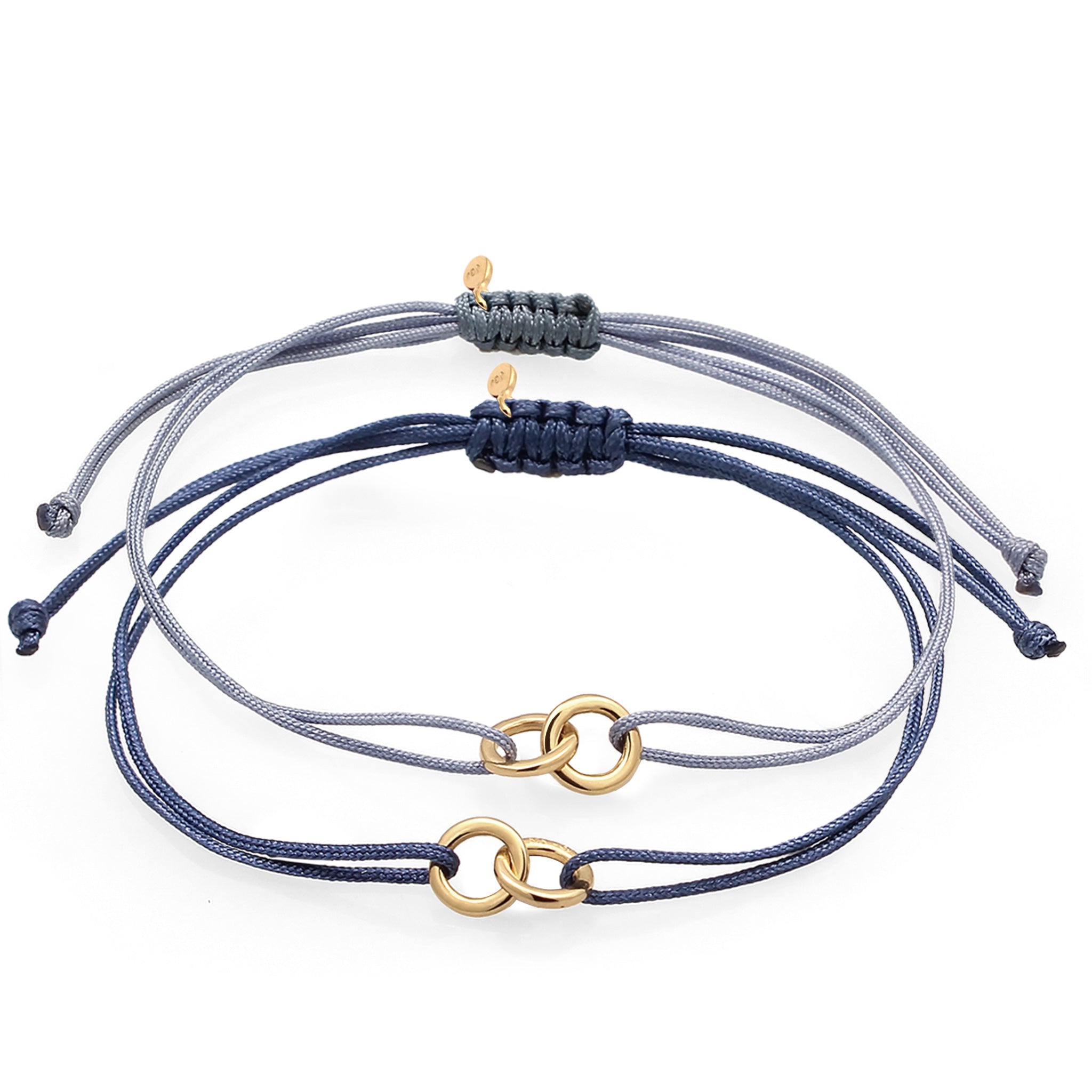Blau - Elli | Armbandset Kreis | Nylon | 925 Sterling Silber vergoldet