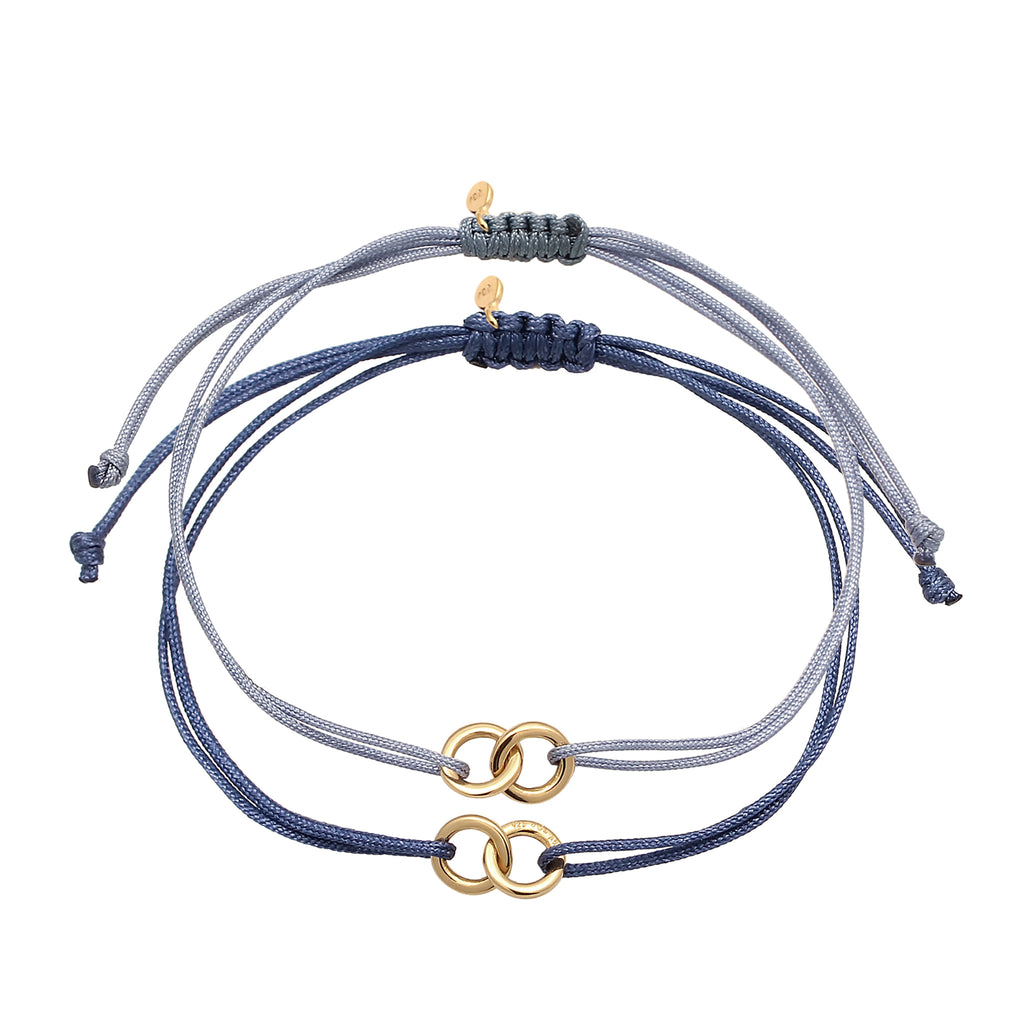 Blau - Elli | Armbandset Kreis | Nylon | 925 Sterling Silber vergoldet