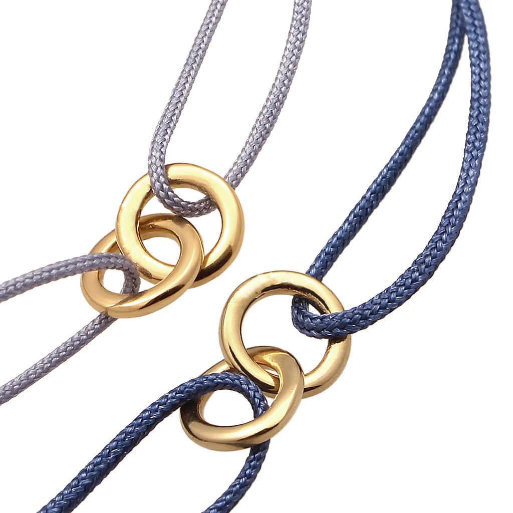 Blau - Elli | Armbandset Kreis | Nylon | 925 Sterling Silber vergoldet
