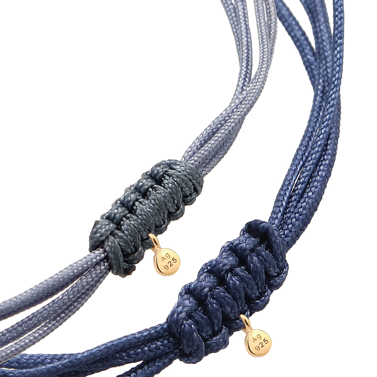 Blau - Elli | Armbandset Kreis | Nylon | 925 Sterling Silber vergoldet