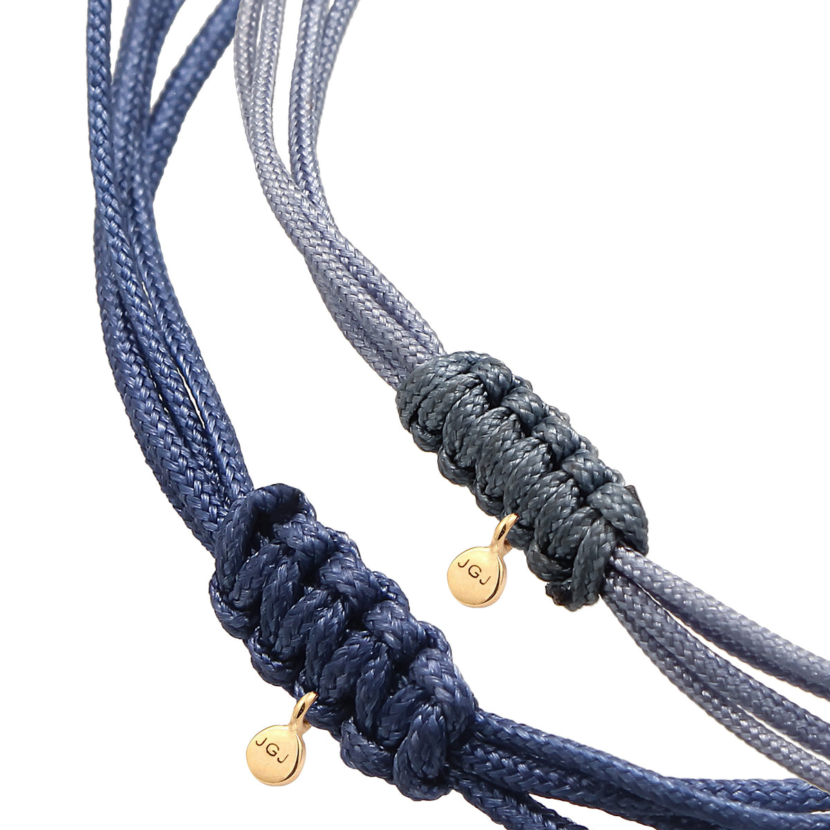 Blau - Elli | Armbandset Kreis | Nylon | 925 Sterling Silber vergoldet