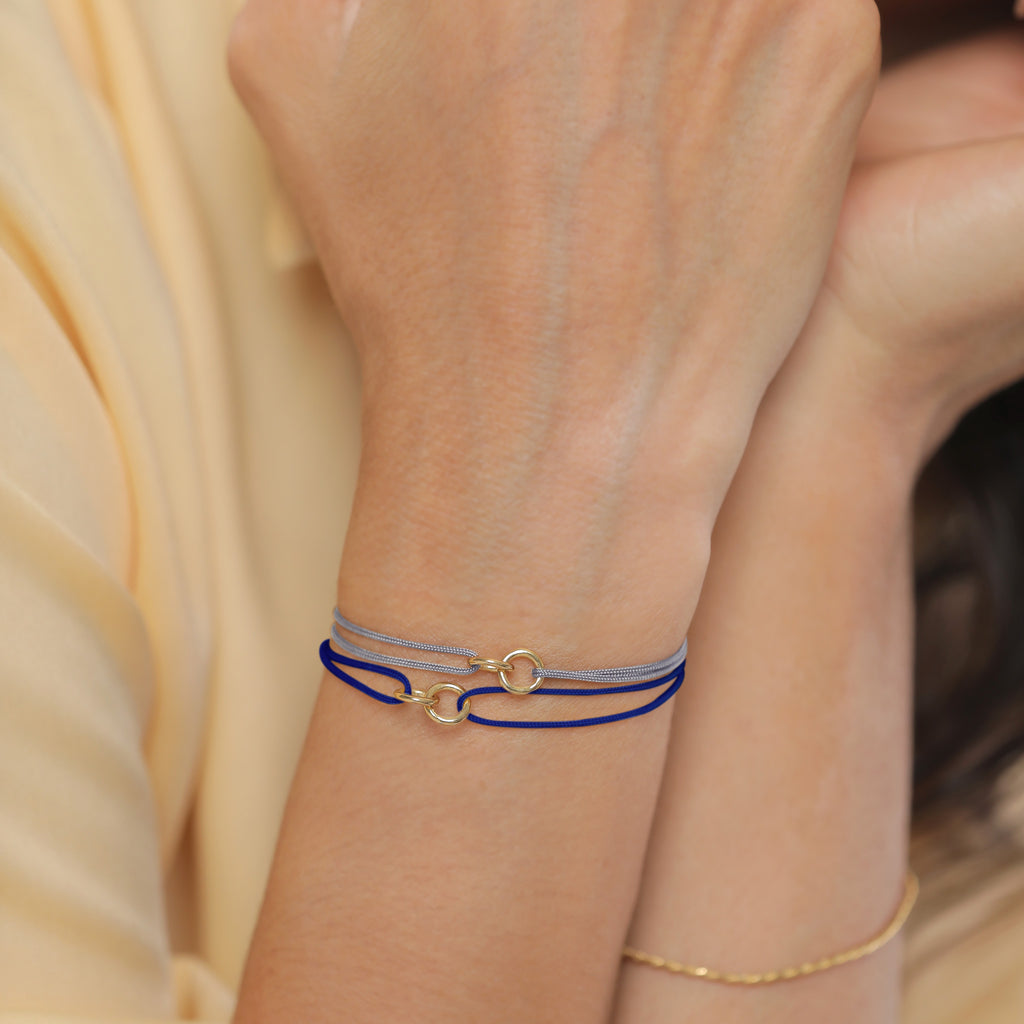 Blau - Elli | Armbandset Kreis | Nylon | 925 Sterling Silber vergoldet