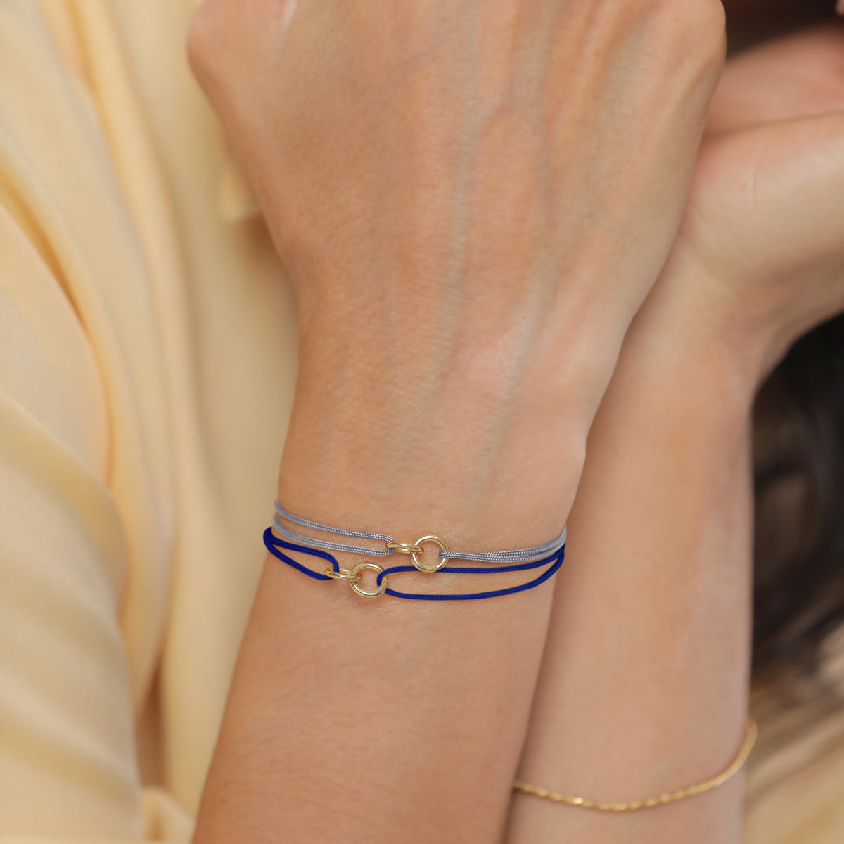 Blau - Elli | Armbandset Kreis | Nylon | 925 Sterling Silber vergoldet