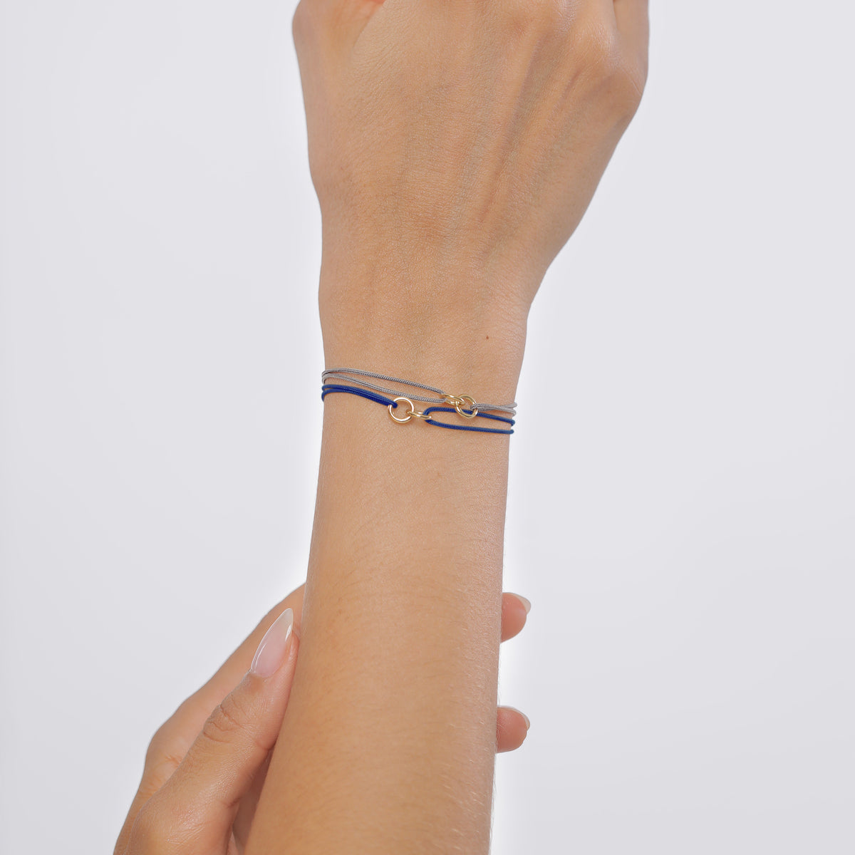 Blau - Elli | Armbandset Kreis | Nylon | 925 Sterling Silber vergoldet