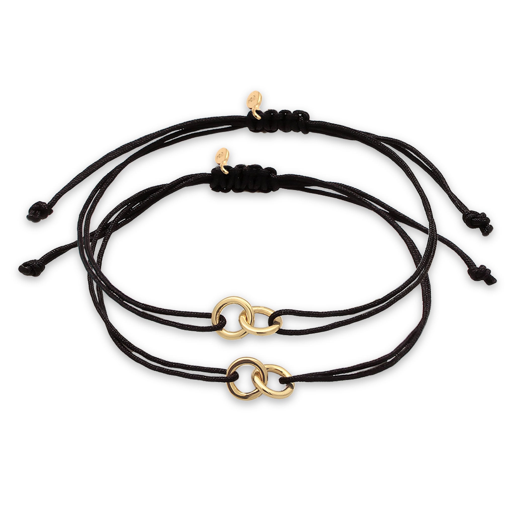 Schwarz - Elli | Armbandset Kreis | Nylon | 925 Sterling Silber vergoldet