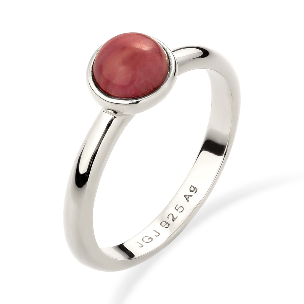 Silber - Elli | Solitär-Ring | Achat (Rot) | 925 Sterling Silber