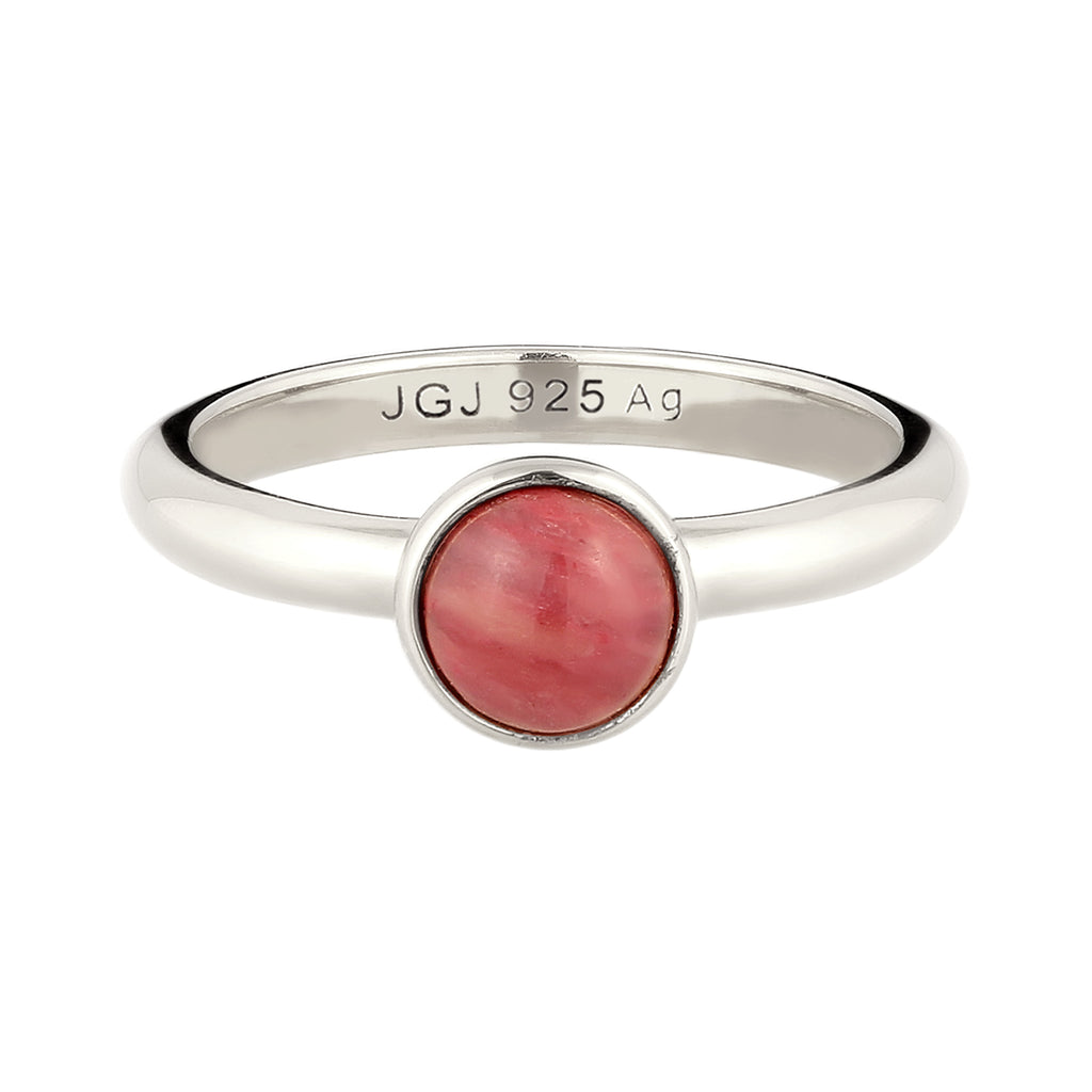 Silber - Elli | Solitär-Ring | Achat (Rot) | 925 Sterling Silber