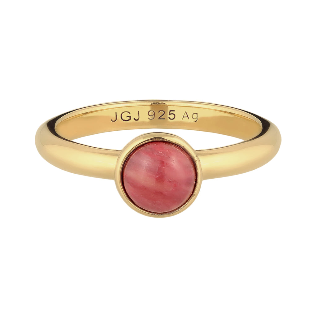 Gold - Elli | Solitär-Ring | Achat (Rot) | 925 Sterling Silber vergoldet