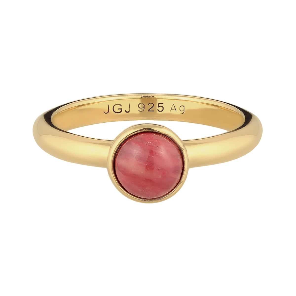 Gold - Elli | Solitär-Ring | Achat (Rot) | 925 Sterling Silber vergoldet
