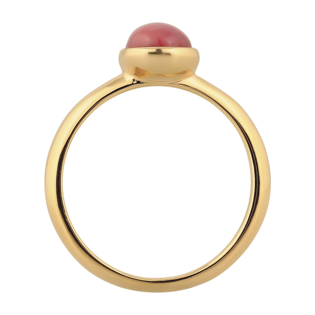 Gold - Elli | Solitär-Ring | Achat (Rot) | 925 Sterling Silber vergoldet
