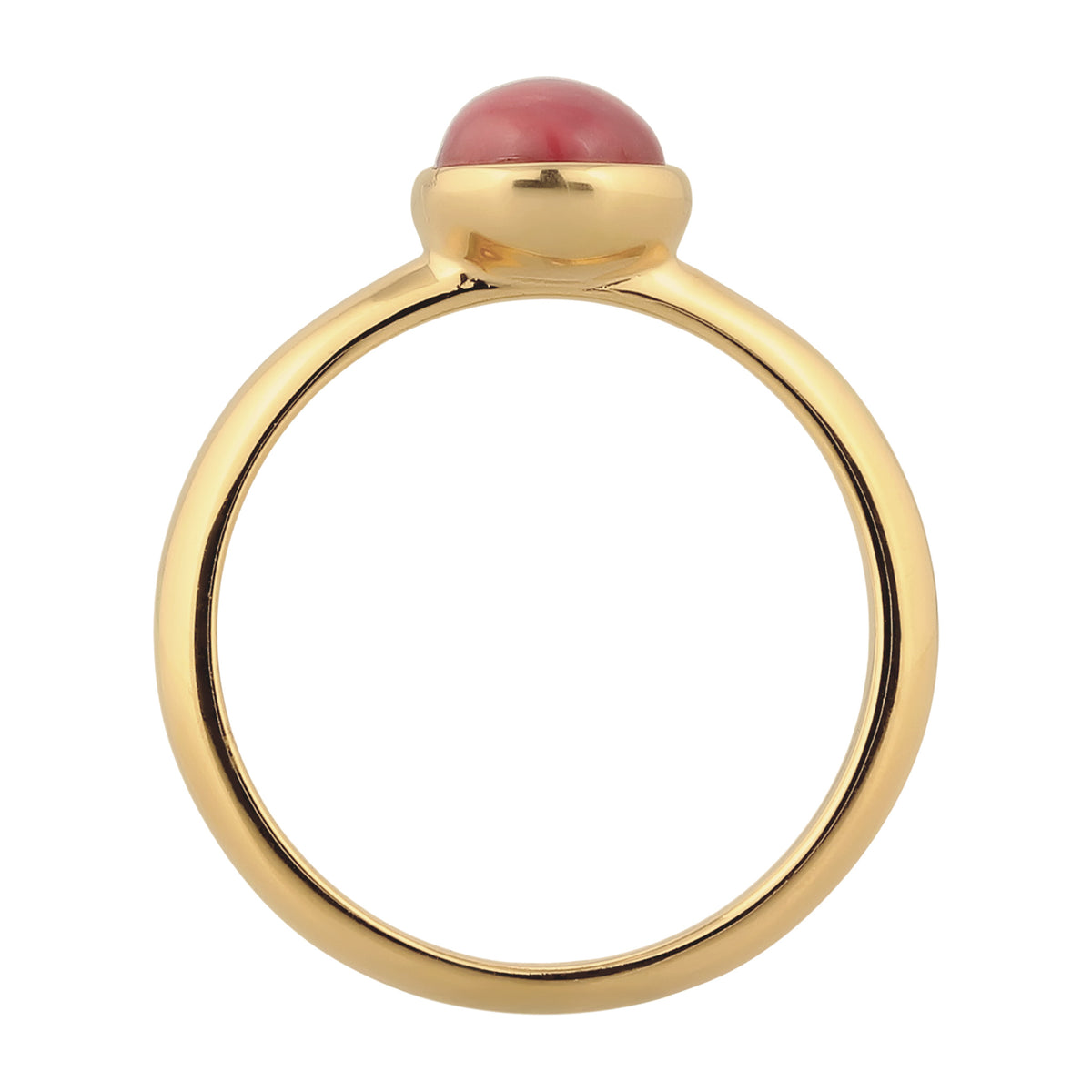 Gold - Elli | Solitär-Ring | Achat (Rot) | 925 Sterling Silber vergoldet